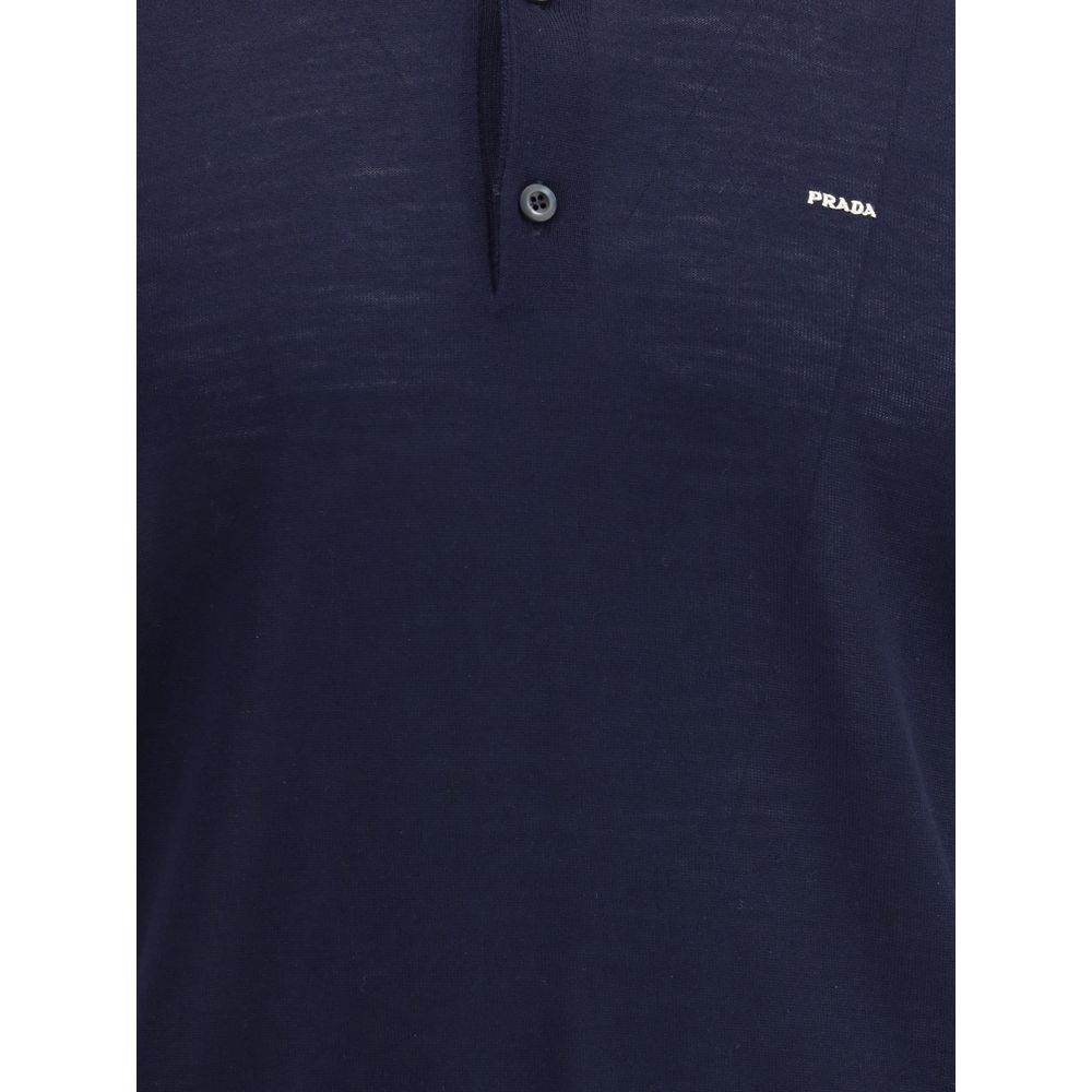 Prada Blue Fleece Wool Polo Shirt | Regal Royce