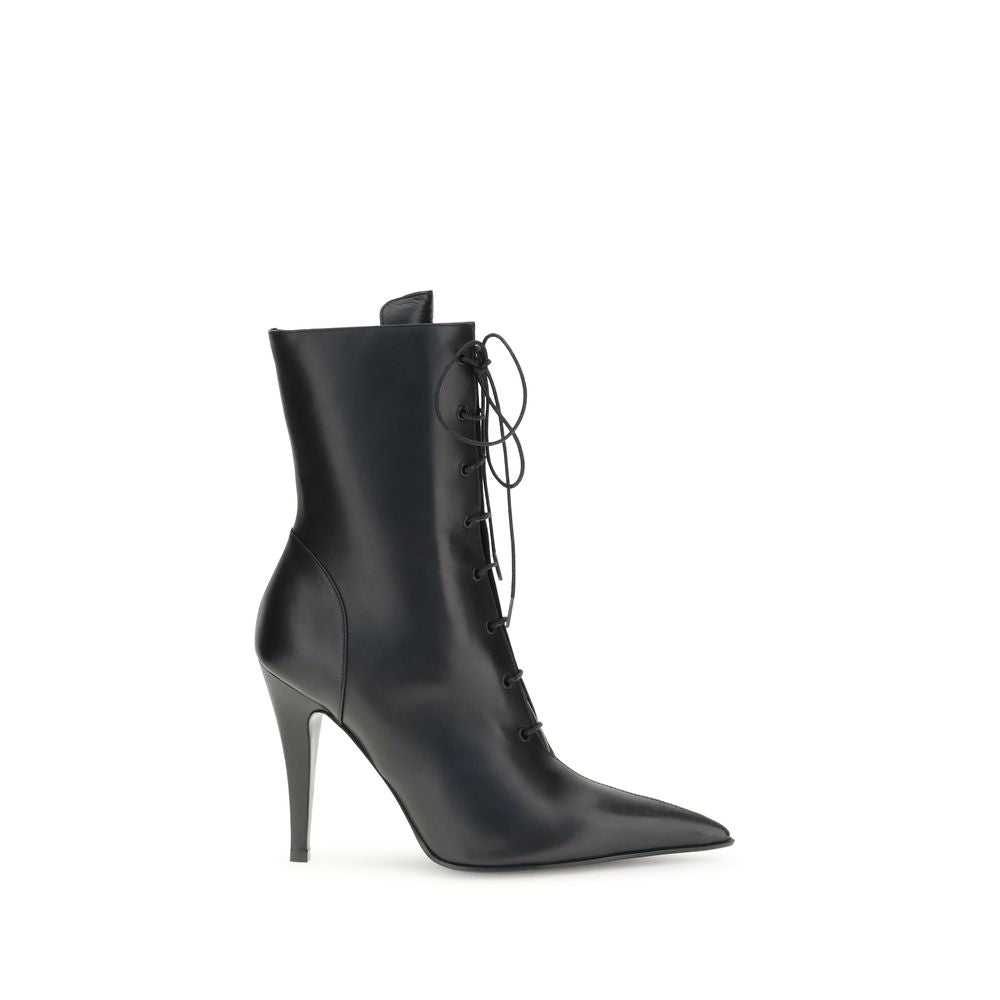 Alexander McQueen Black Calf Leather Bos Taurus Lace-Up Boots | Regal Royce