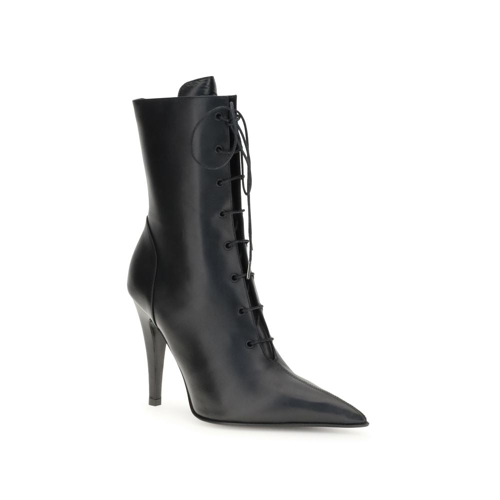Alexander McQueen Black Calf Leather Bos Taurus Lace-Up Boots | Regal Royce