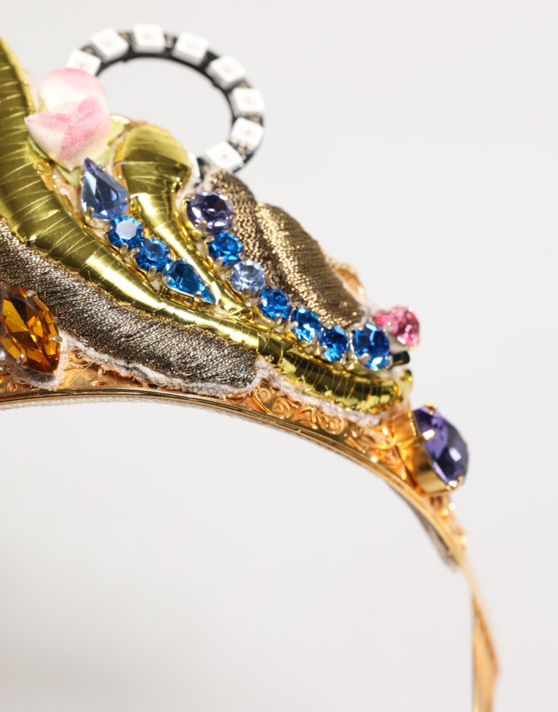 Dolce & Gabbana Gold Brass Crystal Embellished Headpiece Crown Tiara | Regal Royce