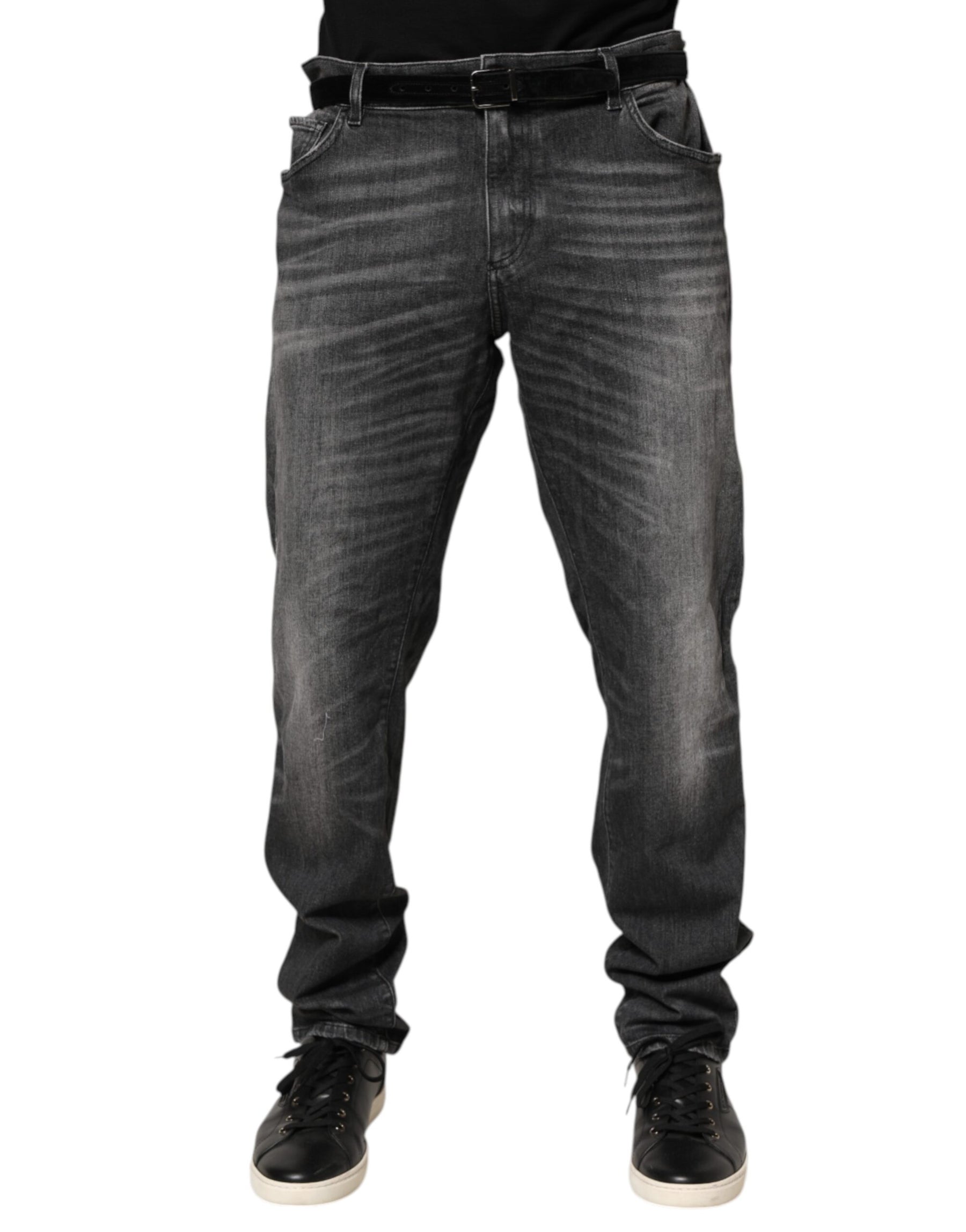 Dolce & Gabbana Black Gray Wash Slim Fit Straight Leg Denim Jeans | Regal Royce