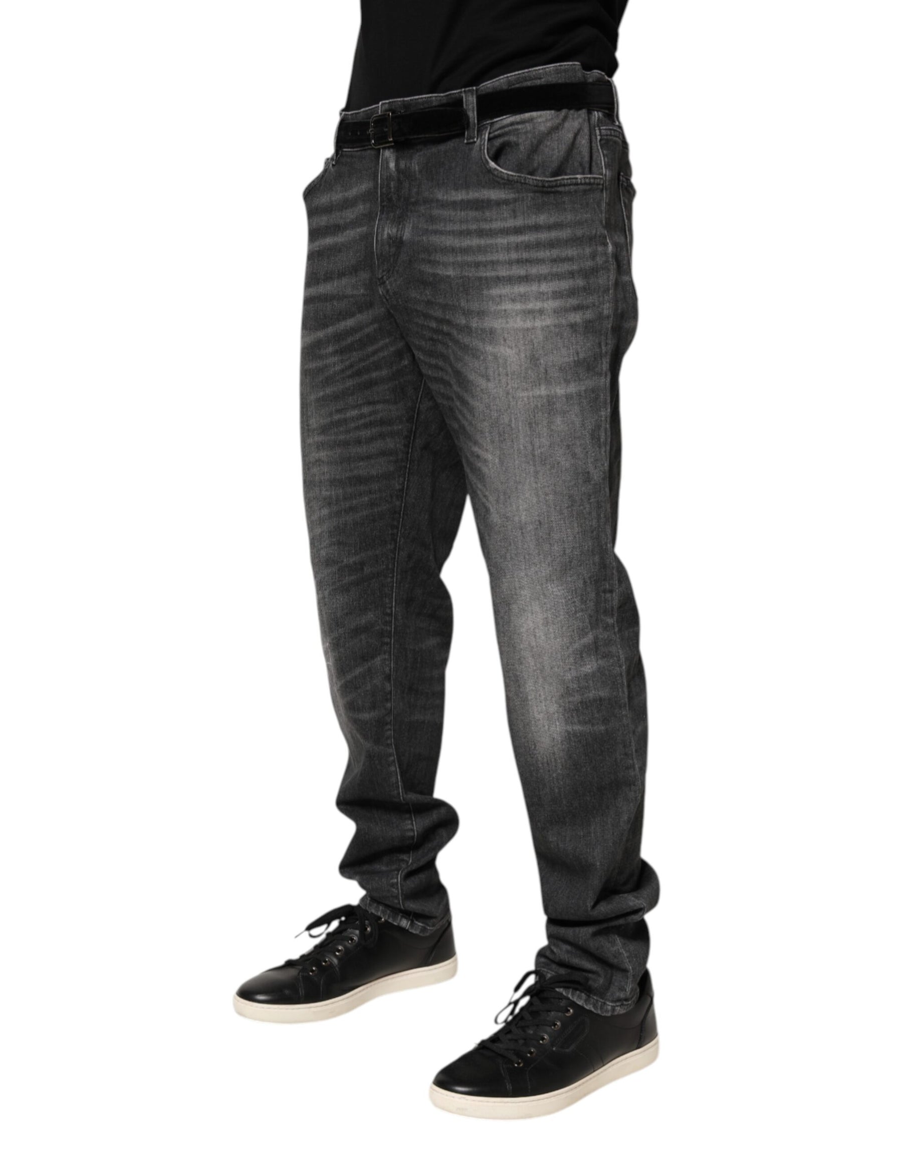 Dolce & Gabbana Black Gray Wash Slim Fit Straight Leg Denim Jeans | Regal Royce