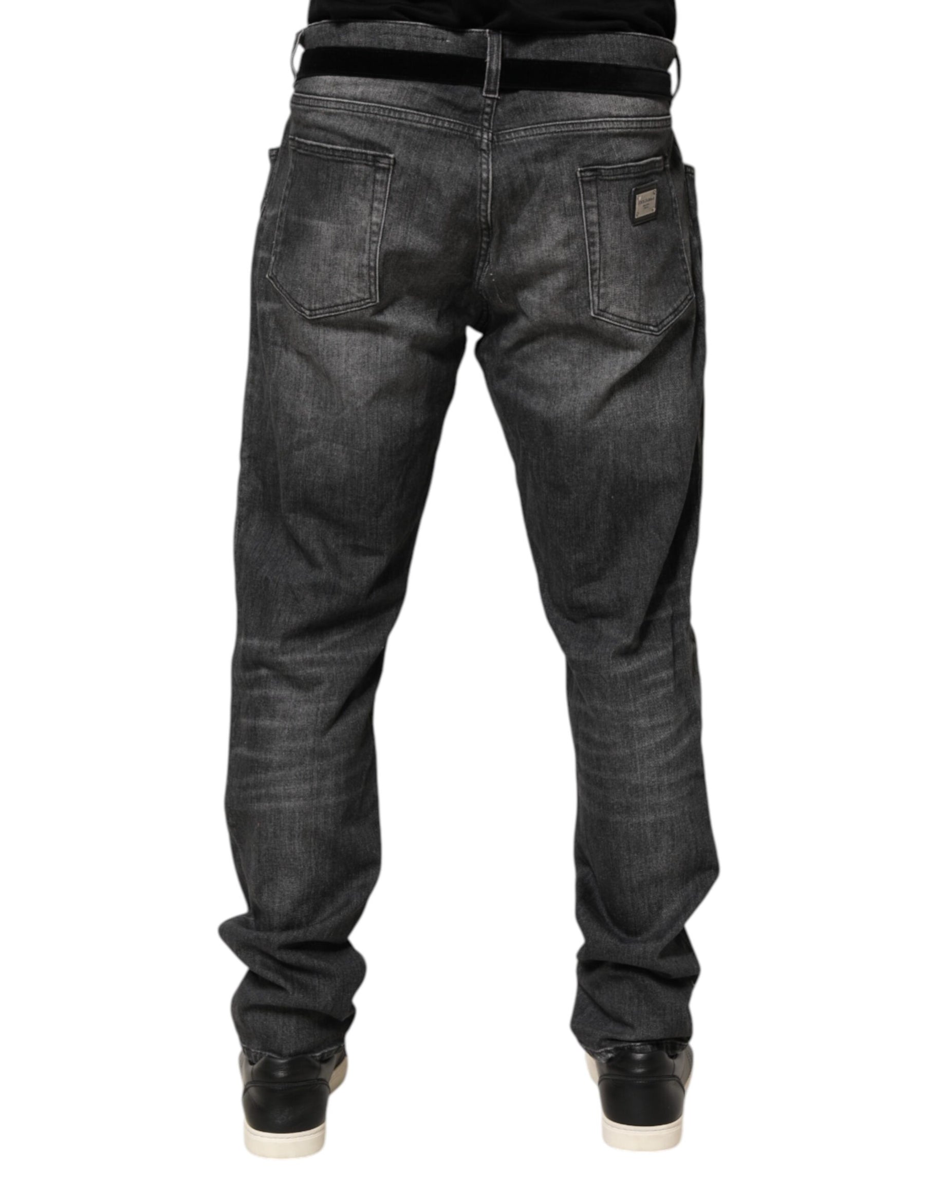 Dolce & Gabbana Black Gray Wash Slim Fit Straight Leg Denim Jeans | Regal Royce