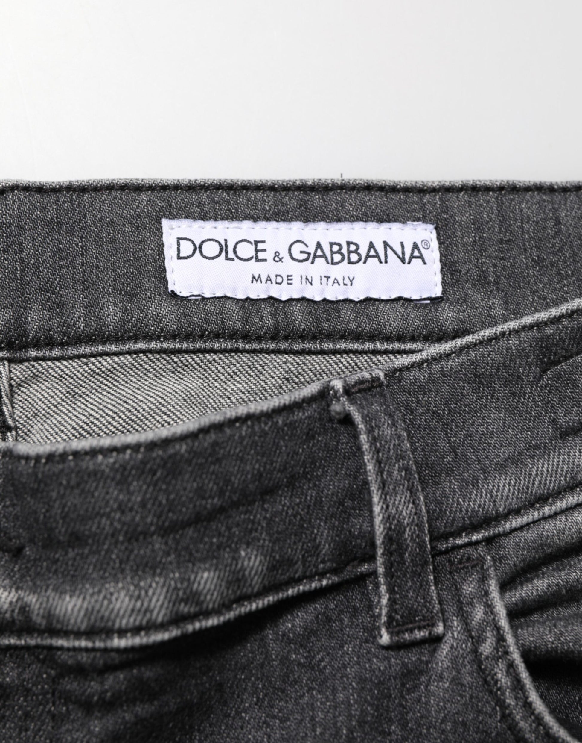 Dolce & Gabbana Black Gray Wash Slim Fit Straight Leg Denim Jeans