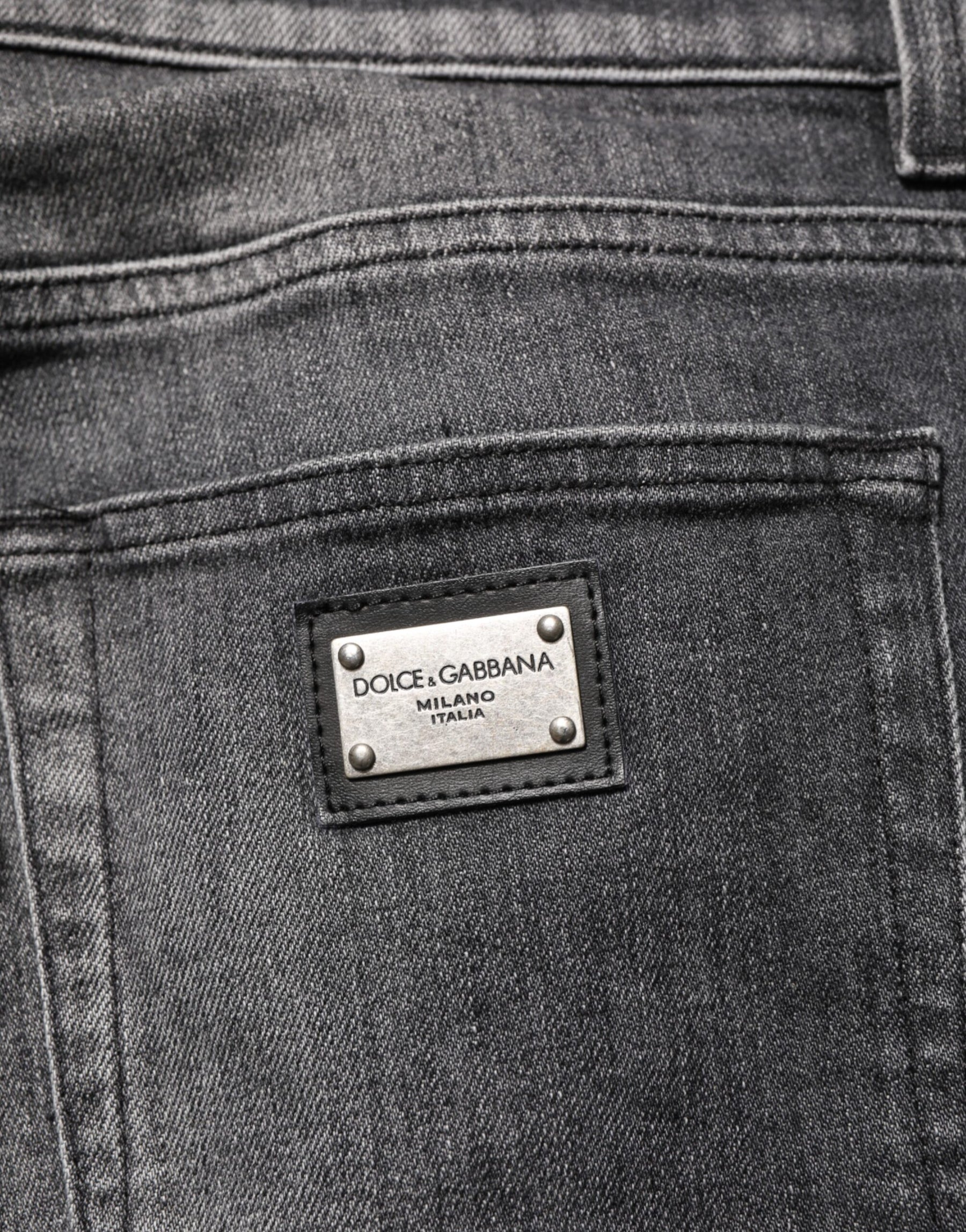 Dolce & Gabbana Black Gray Wash Slim Fit Straight Leg Denim Jeans | Regal Royce