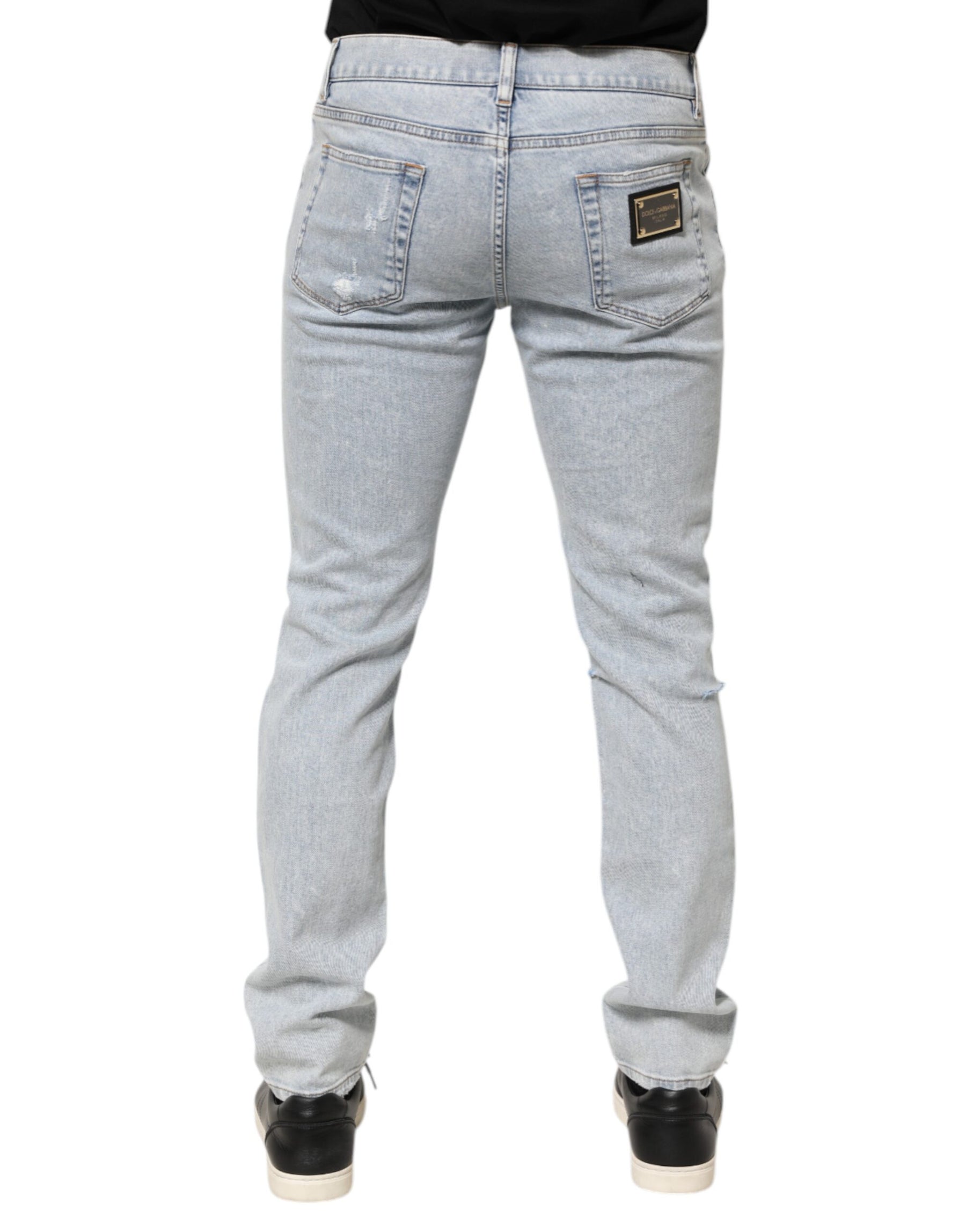 Dolce & Gabbana Light Blue Distressed Slim Fit Ripped Denim Jeans | Regal Royce