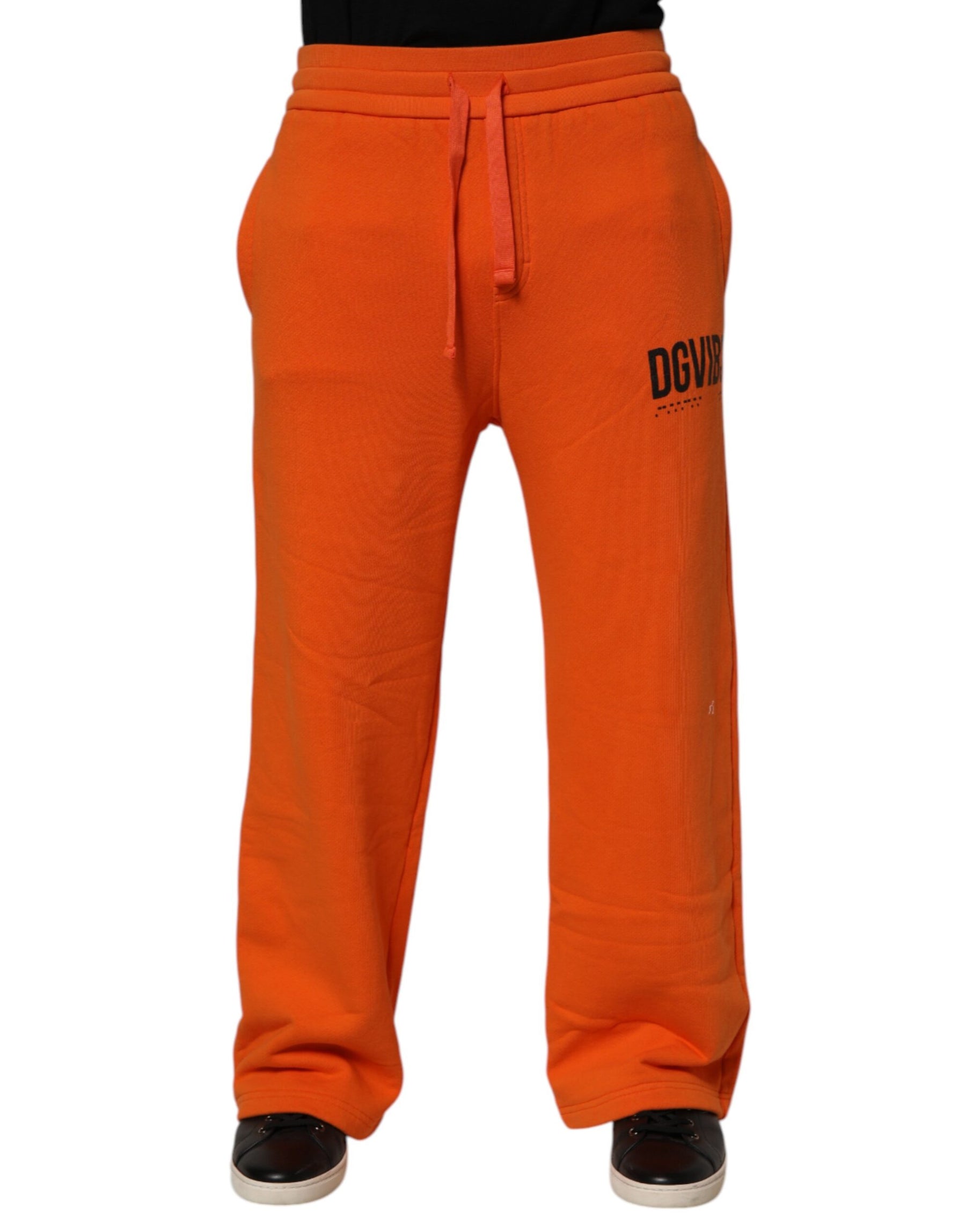 Dolce & Gabbana Orange Cotton DG VIB3 Logo Drawstring Sweatpants Pants | Regal Royce