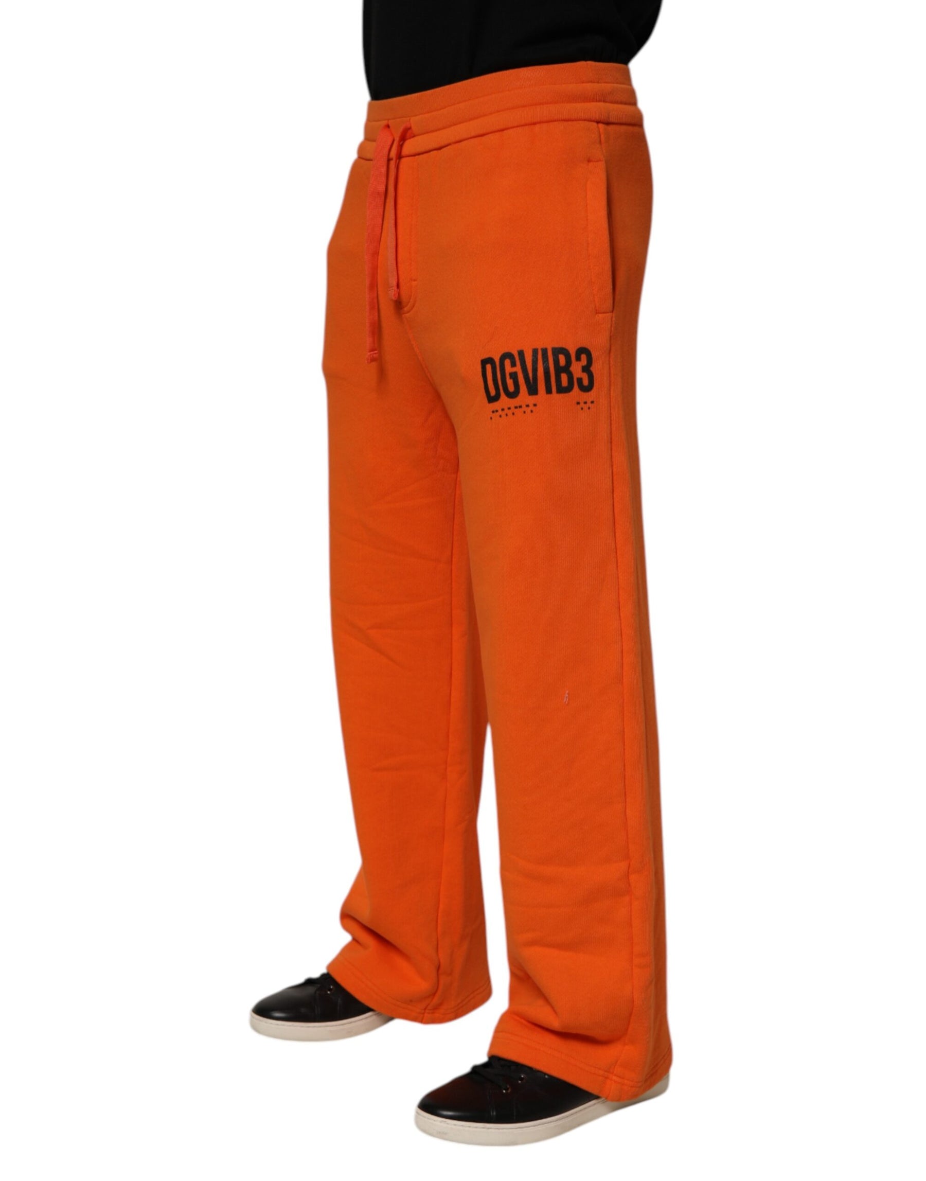 Dolce & Gabbana Orange Cotton DG VIB3 Logo Drawstring Sweatpants Pants | Regal Royce