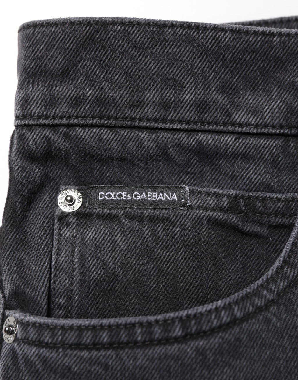 Dolce & Gabbana Black Denim Wide Leg Relaxed Fit Pants Jeans