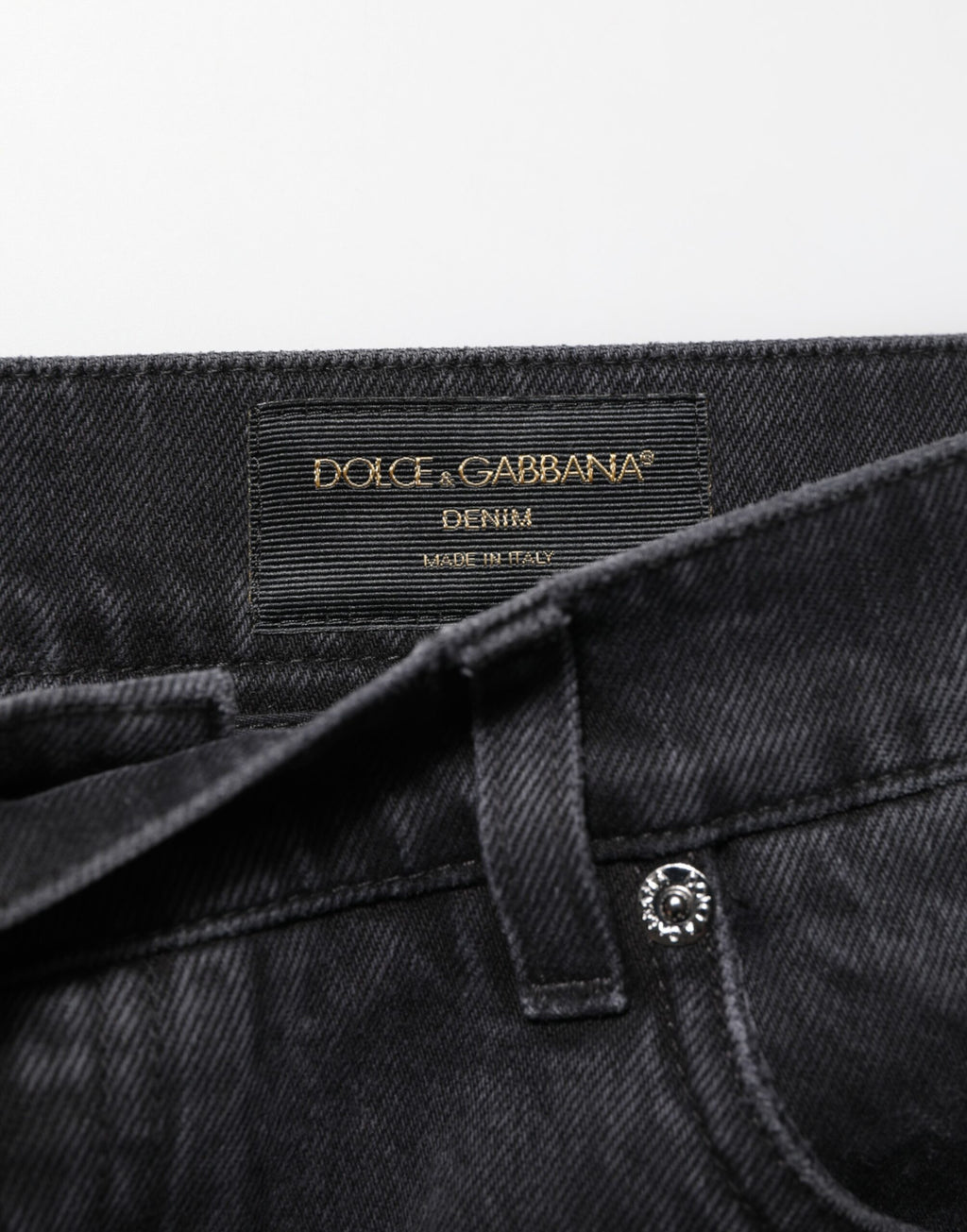 Dolce & Gabbana Black Denim Wide Leg Relaxed Fit Pants Jeans