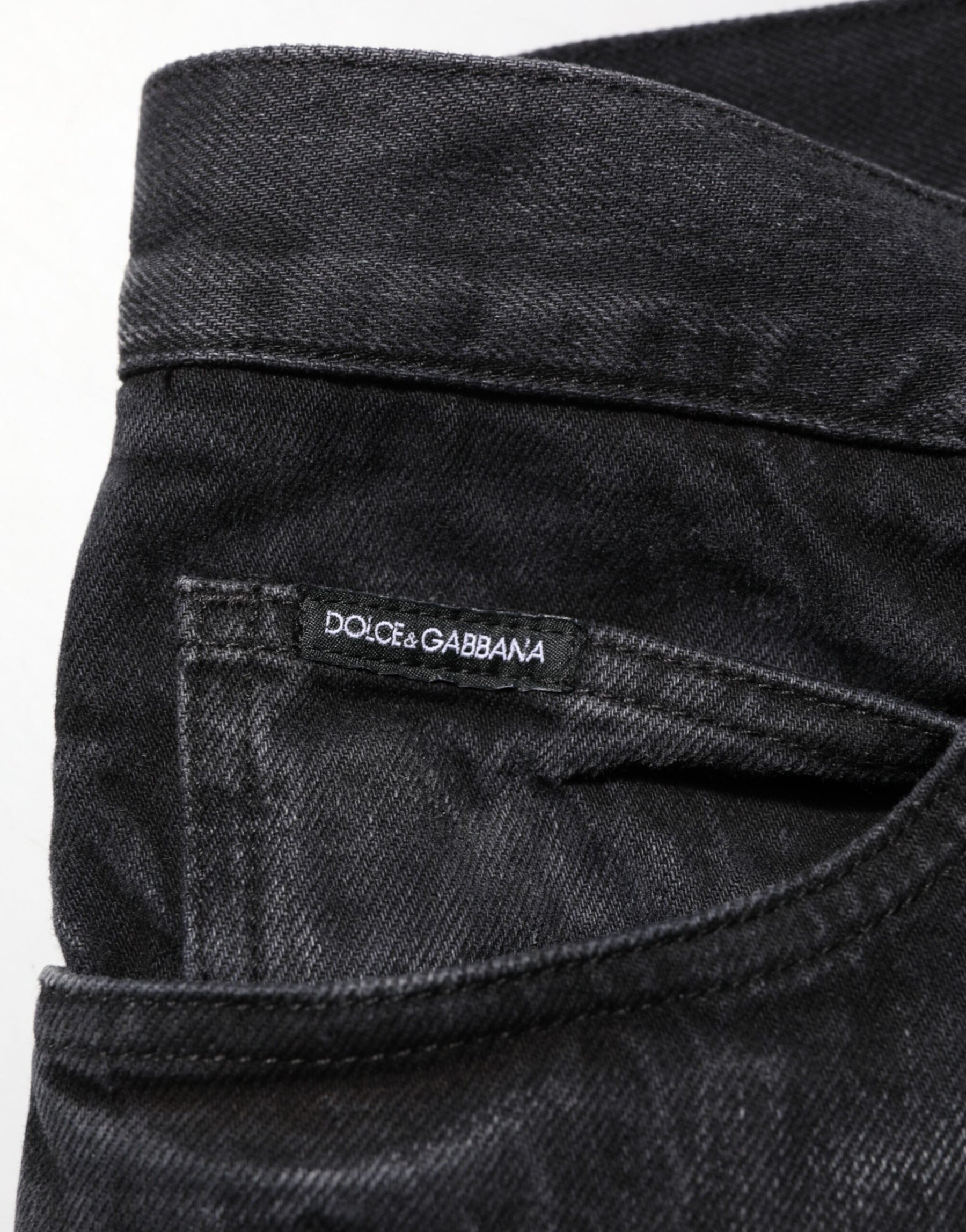Dolce & Gabbana Black Washed Cotton Skinny Men Denim Jeans | Regal Royce