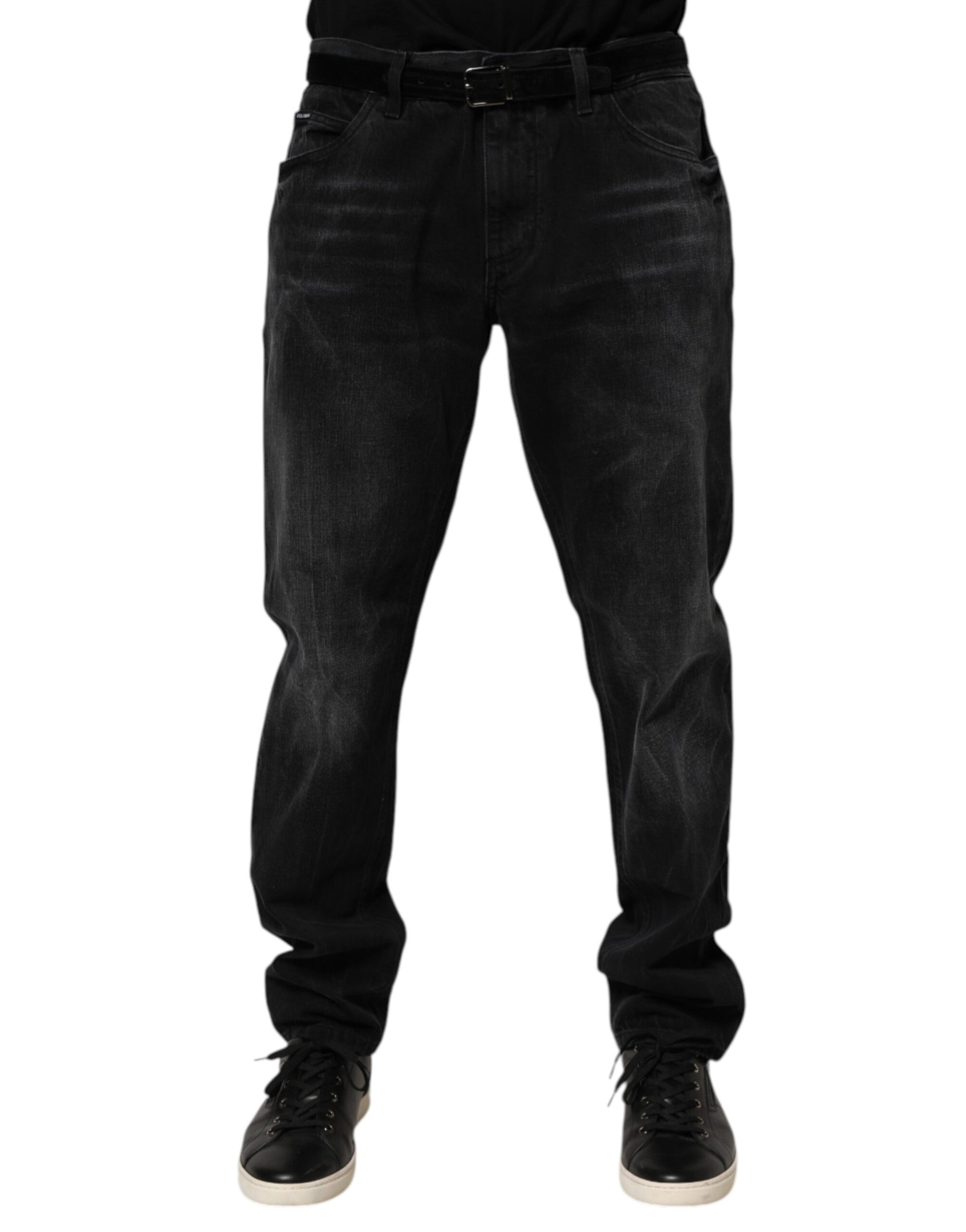Dolce & Gabbana Black Washed Cotton Skinny Men Denim Jeans | Regal Royce