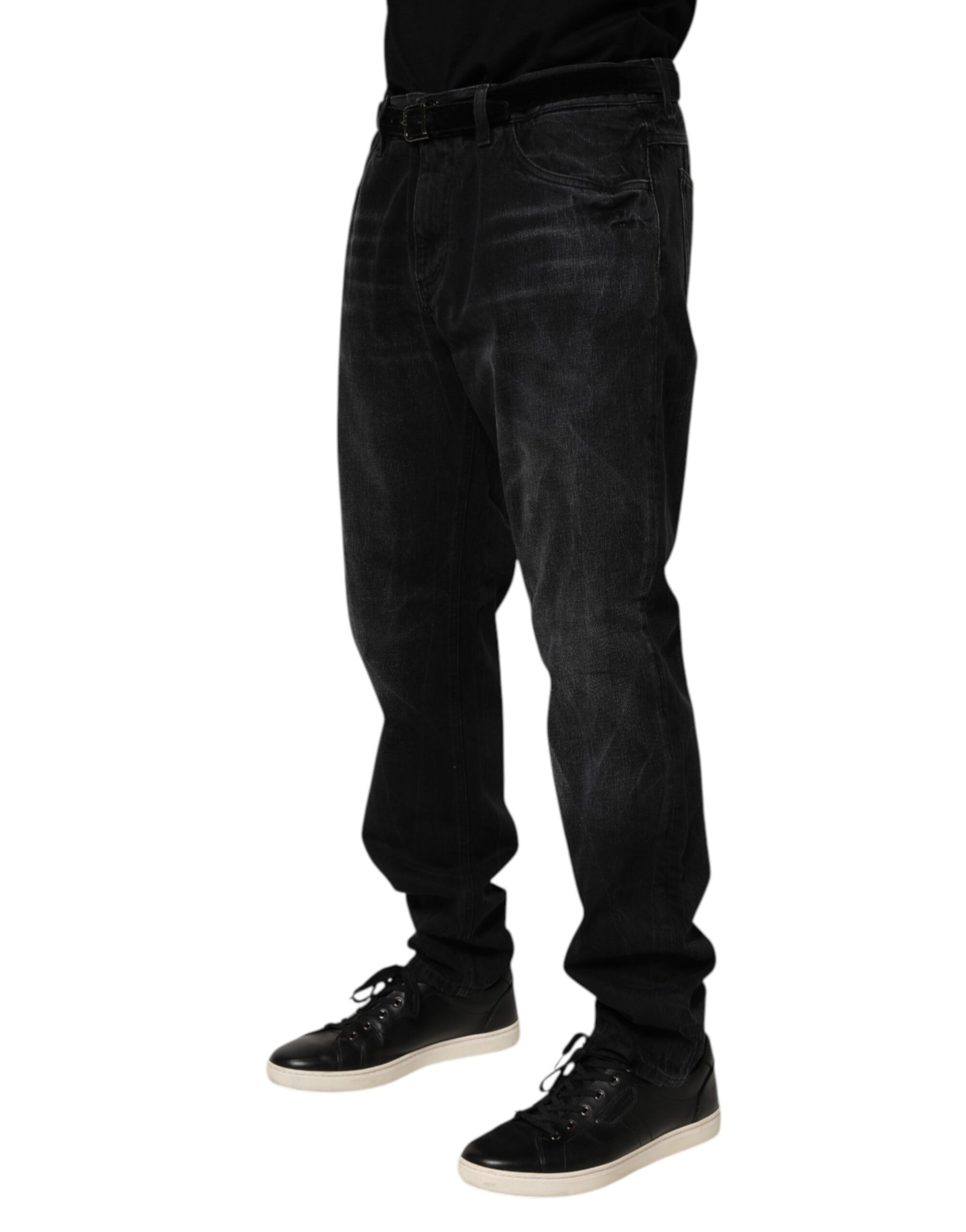 Dolce & Gabbana Black Washed Cotton Skinny Men Denim Jeans | Regal Royce