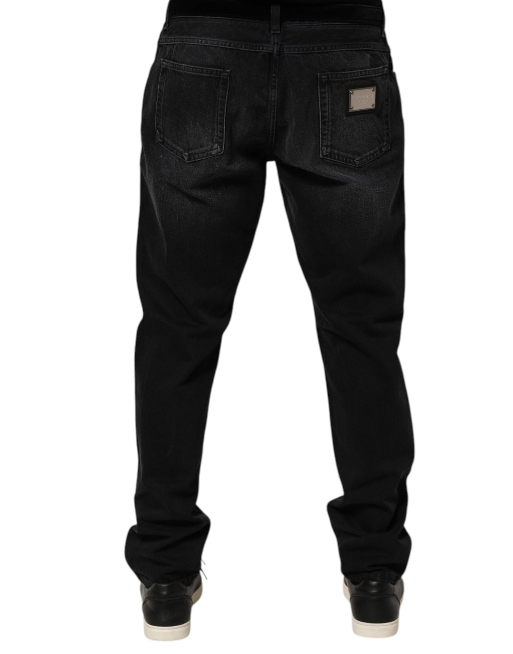 Dolce & Gabbana Black Washed Cotton Skinny Men Denim Jeans | Regal Royce