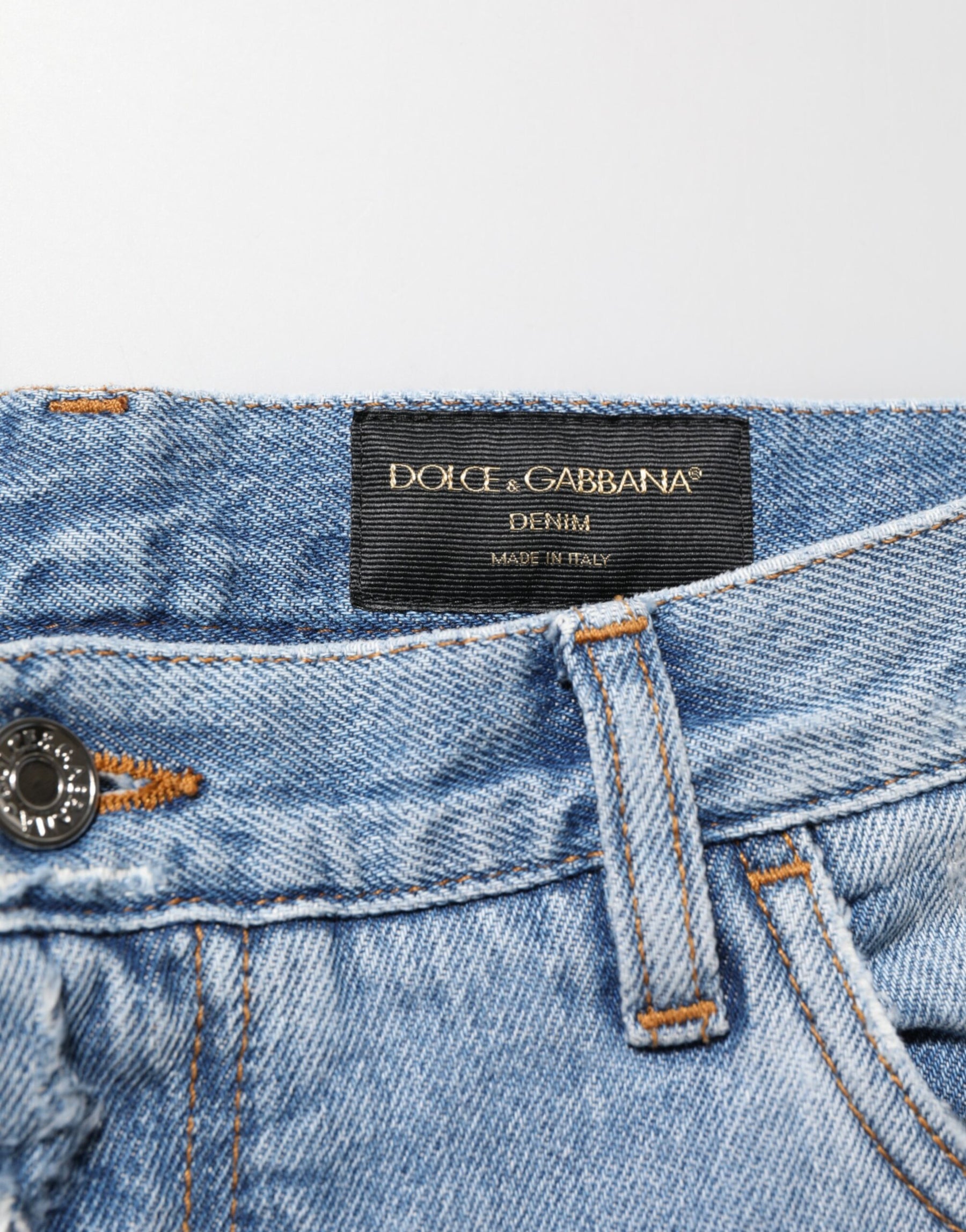 Dolce & Gabbana Blue Distressed Ripped Denim Pants Jeans | Regal Royce