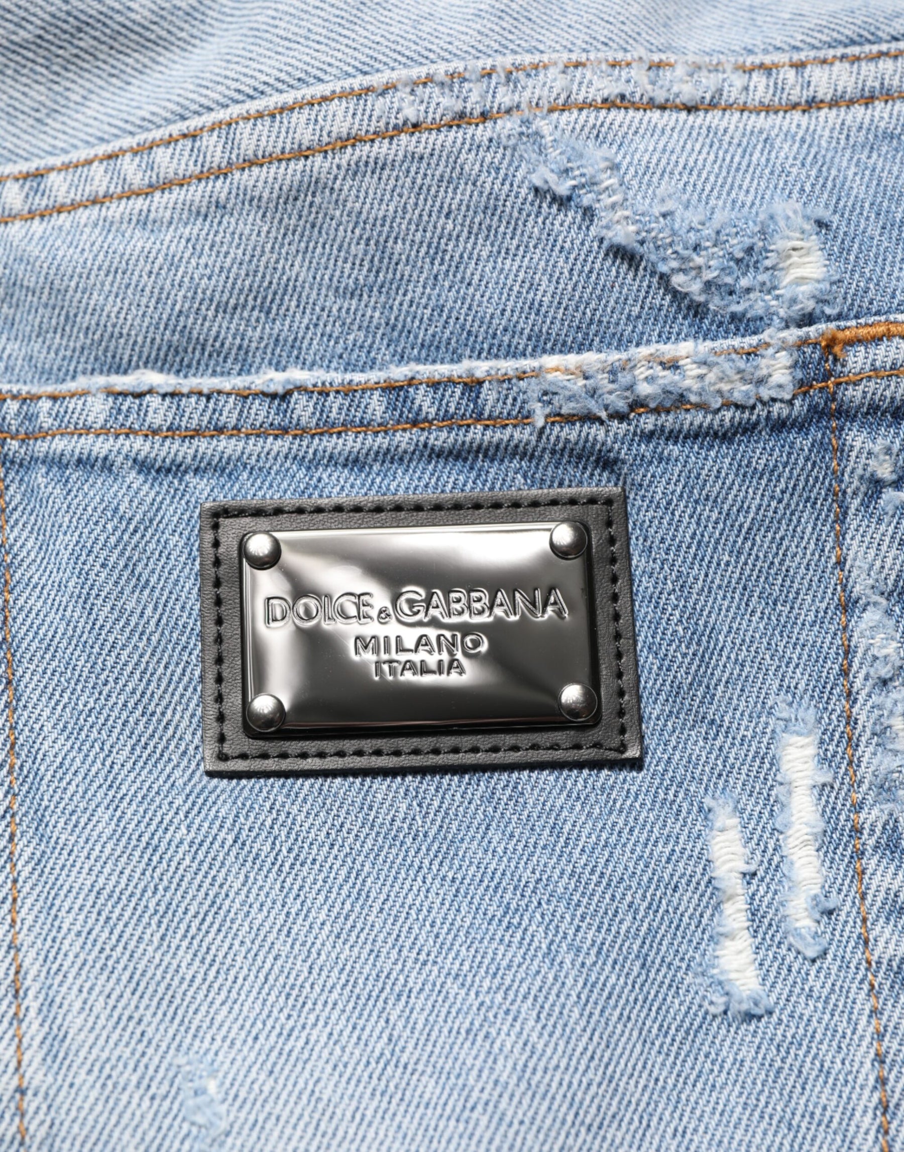 Dolce & Gabbana Blue Distressed Ripped Denim Pants Jeans | Regal Royce