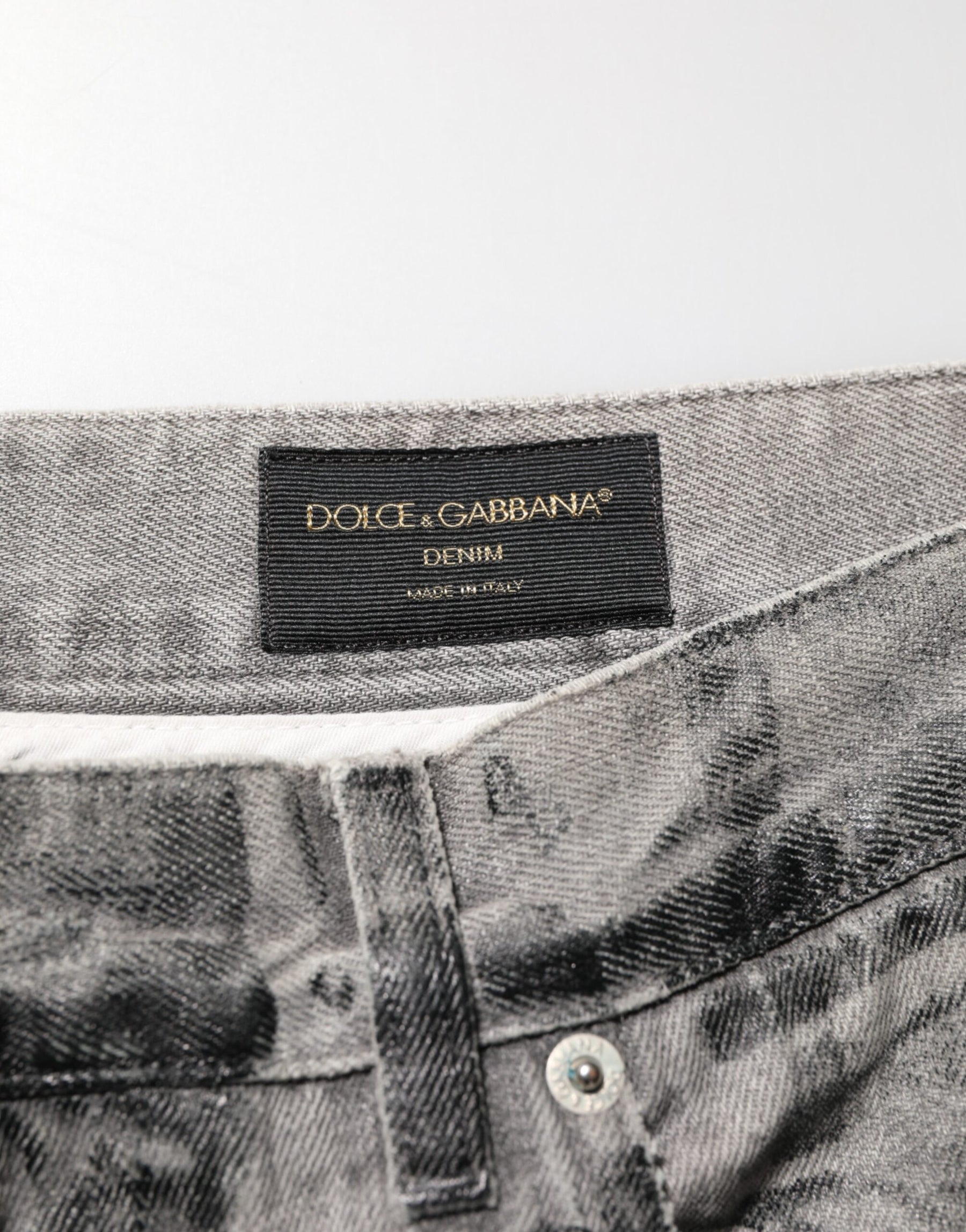 Dolce & Gabbana Black Grey Graphic Print Denim Pants Jeans | Regal Royce