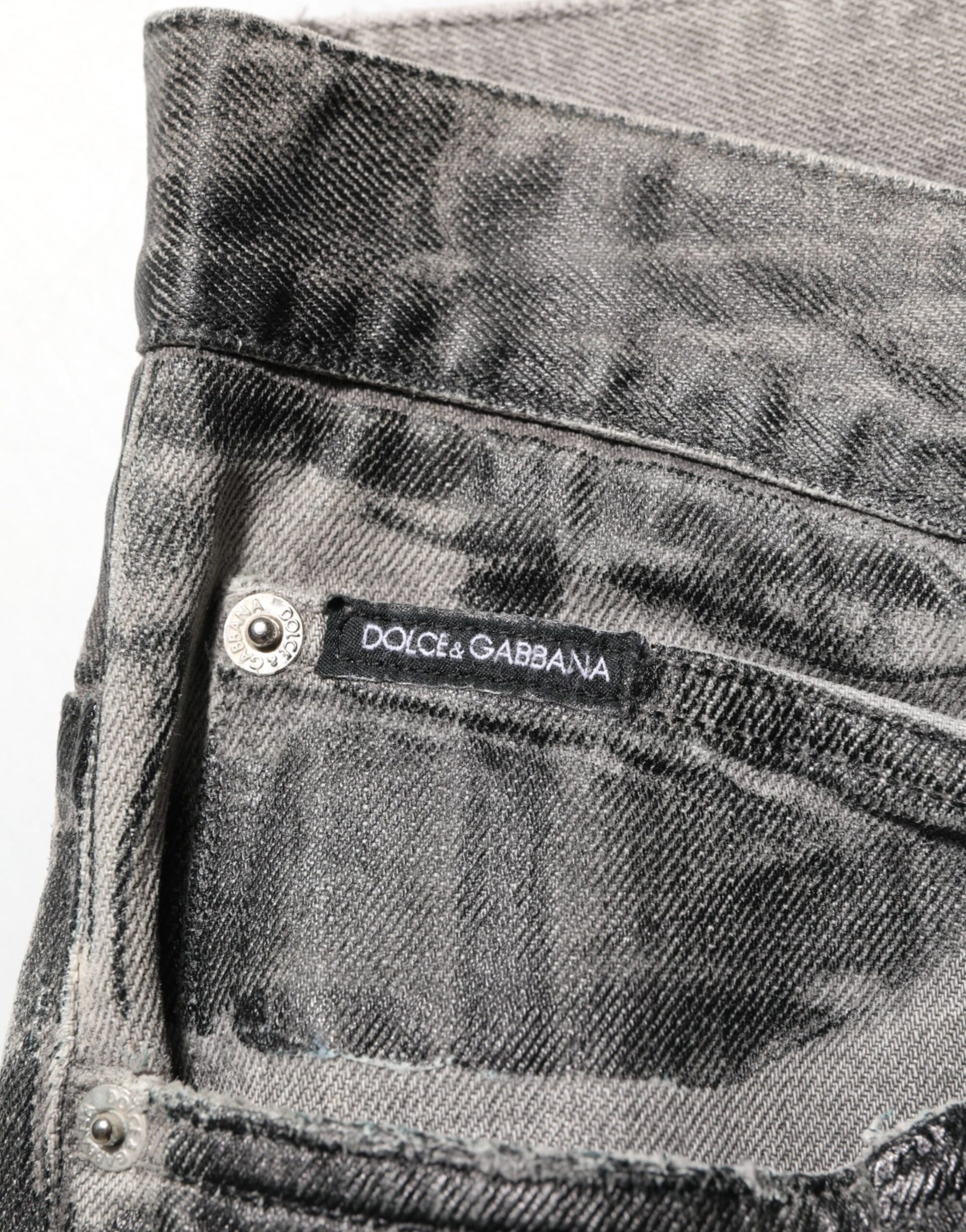 Dolce & Gabbana Black Grey Graphic Print Denim Pants Jeans | Regal Royce