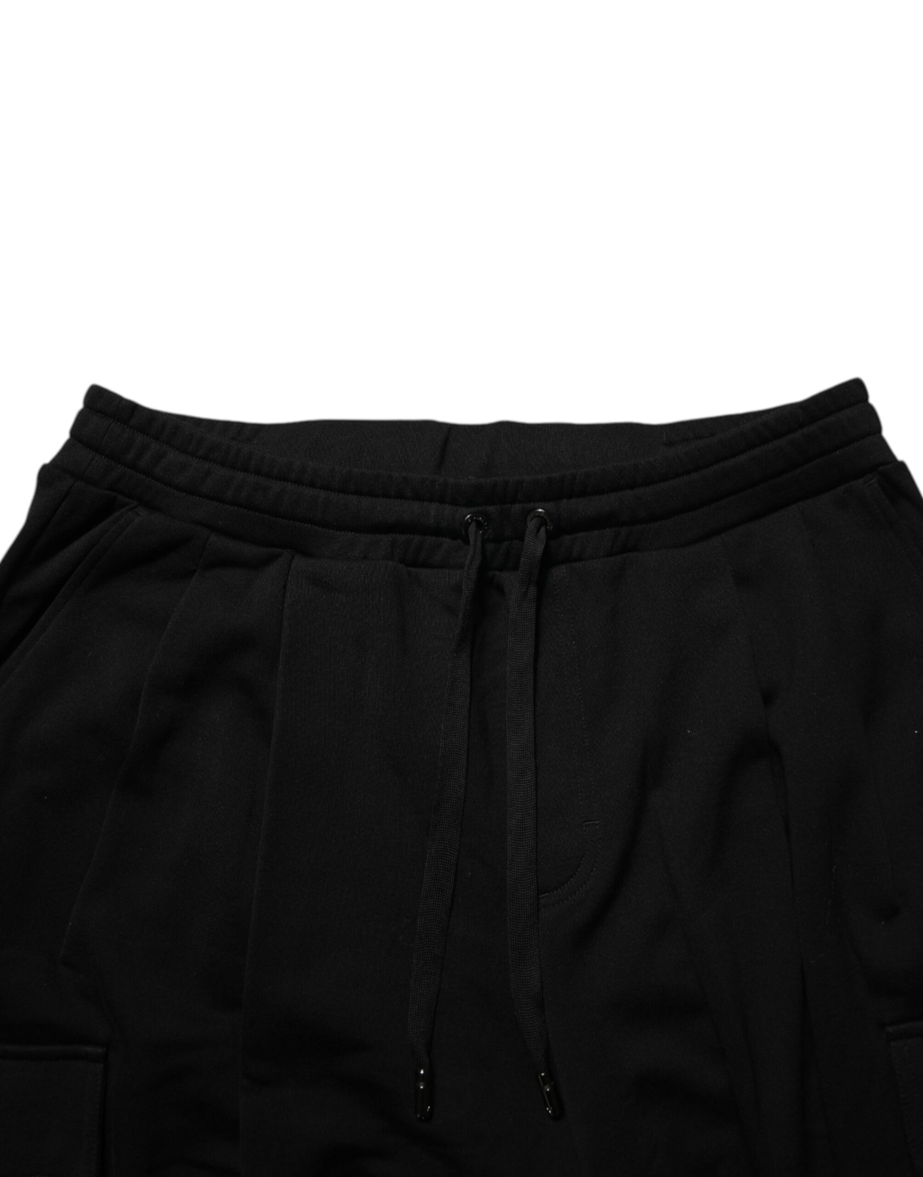 Dolce & Gabbana Black Cotton Blend Cargo Joggers Drawstring Pants | Regal Royce