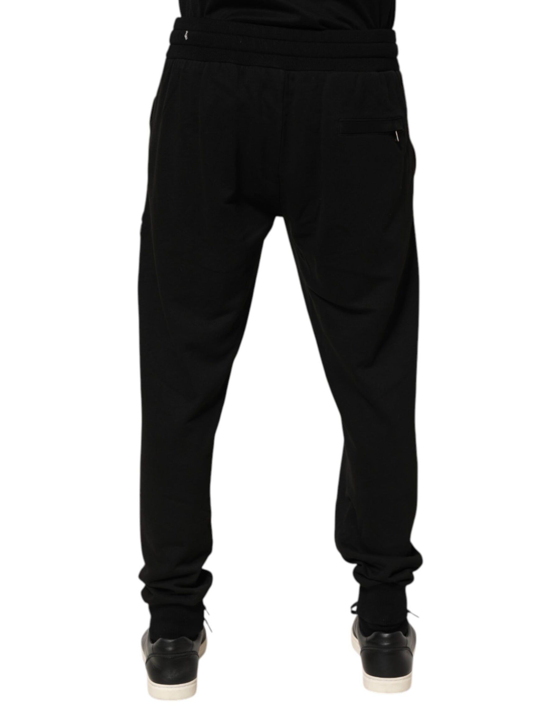 Dolce & Gabbana Black Cotton DG Logo Men Jogger Pants | Regal Royce