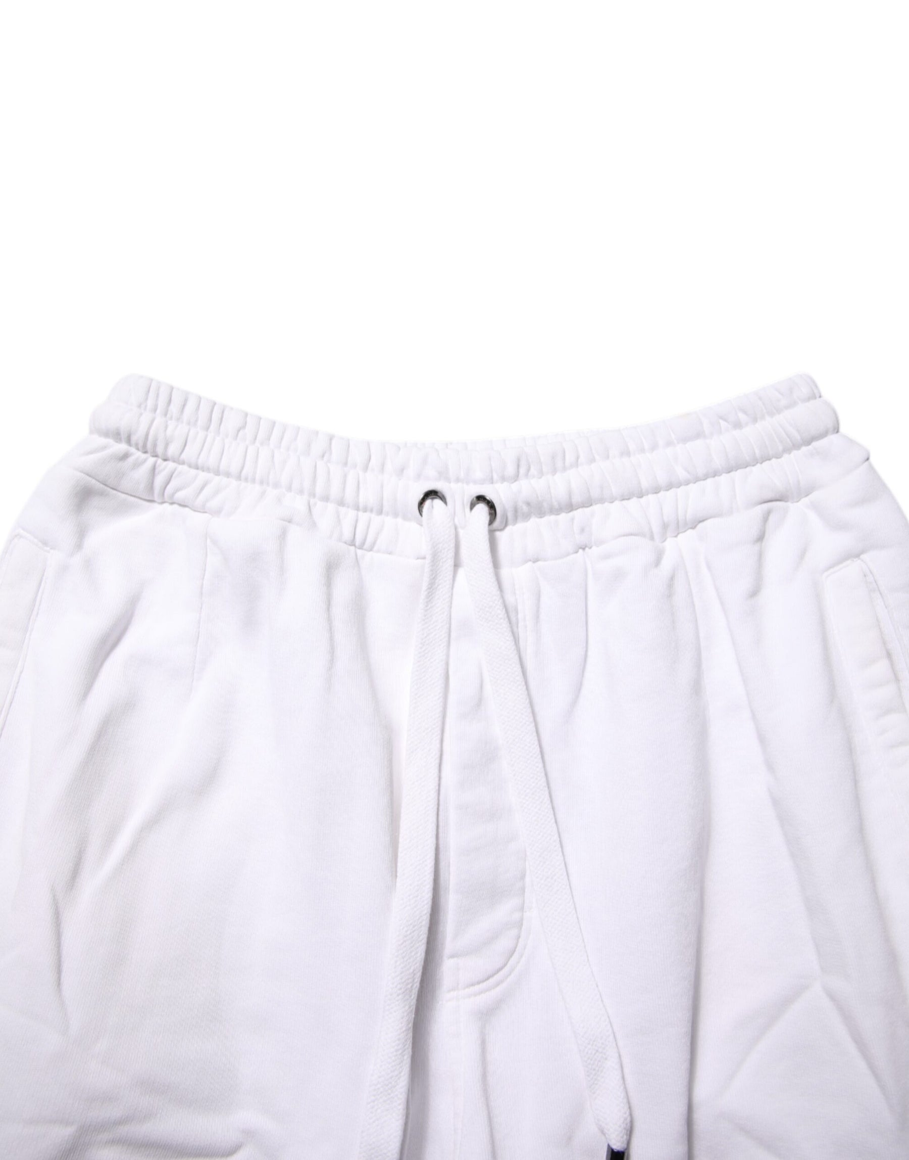 Dolce & Gabbana White Cotton Cargo Trousers Logo Patch Pants | Regal Royce