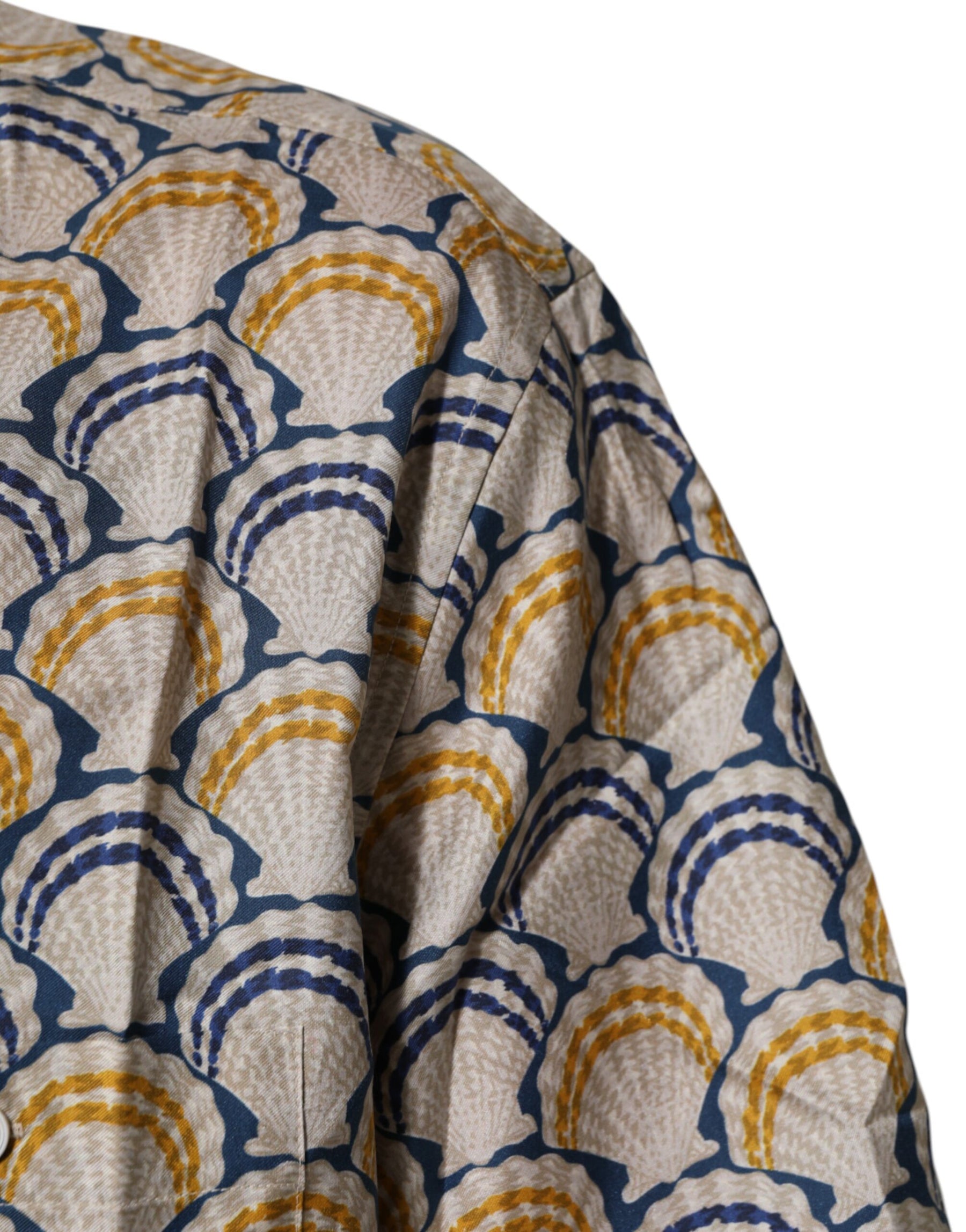 Dolce & Gabbana Cream Cotton Silk Hawaii Scallop Shell Print Shirt | Regal Royce