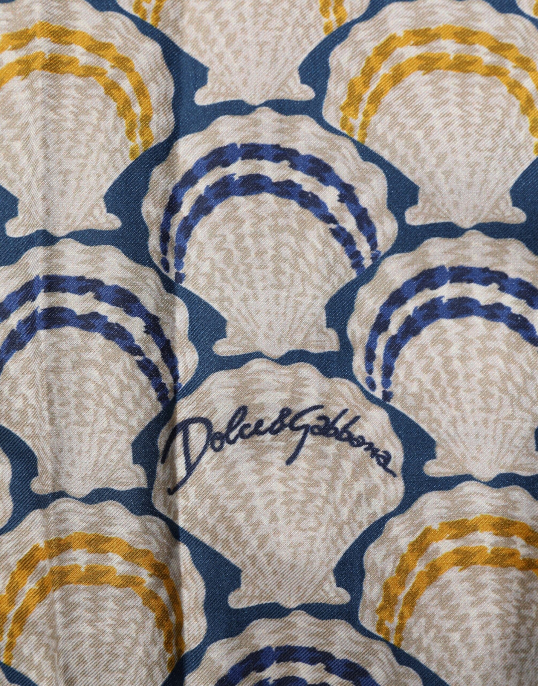 Dolce & Gabbana Cream Cotton Silk Hawaii Scallop Shell Print Shirt | Regal Royce