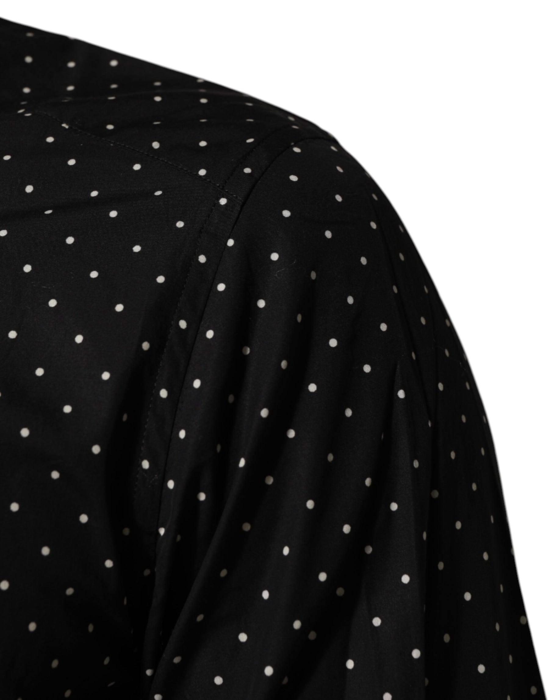Dolce & Gabbana Black Polka Dot Cotton GOLD Men Formal Dress Shirt | Regal Royce