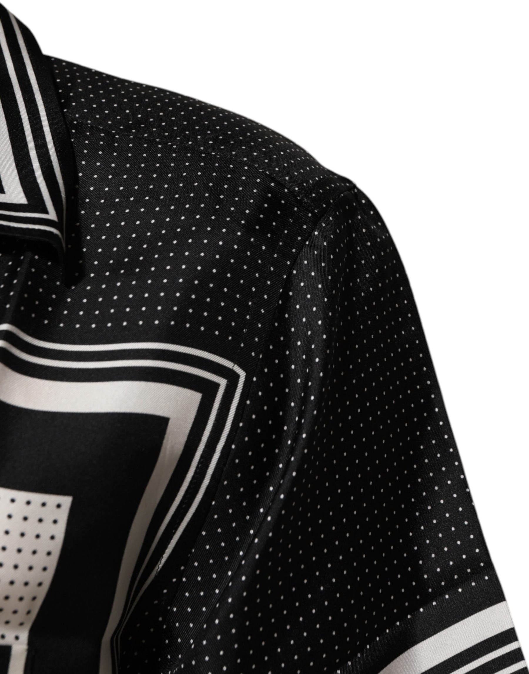 Dolce & Gabbana Black White StripeDot Print Casual Polo Shirt | Regal Royce