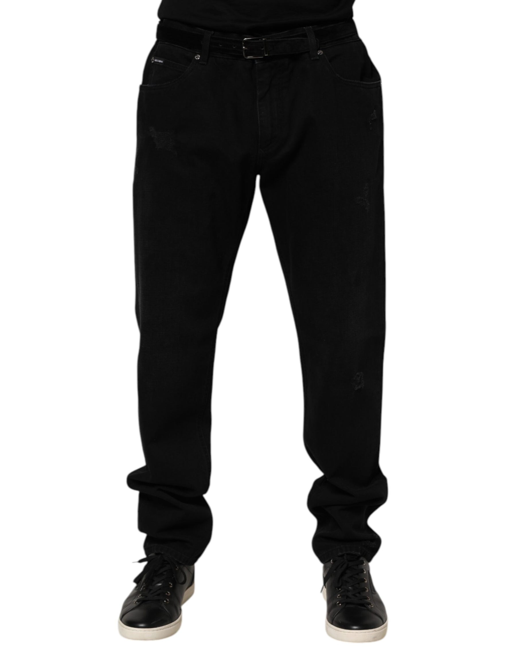Dolce & Gabbana Black Cotton Regular Denim Men Trouser Jeans | Regal Royce