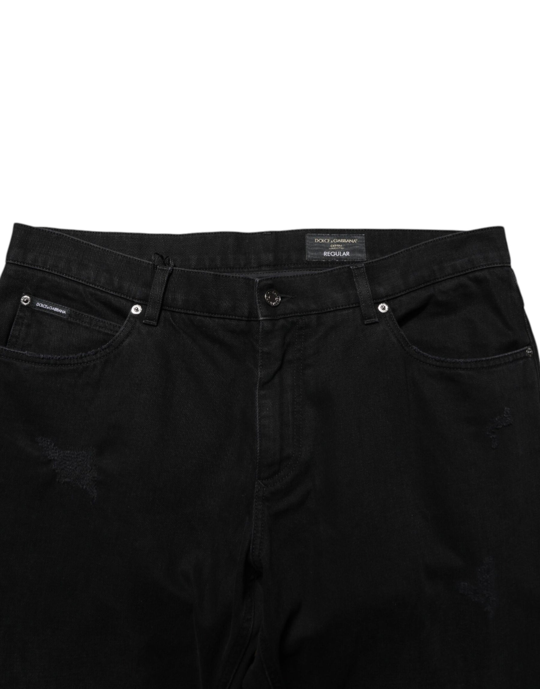 Dolce & Gabbana Black Cotton Regular Denim Men Trouser Jeans | Regal Royce