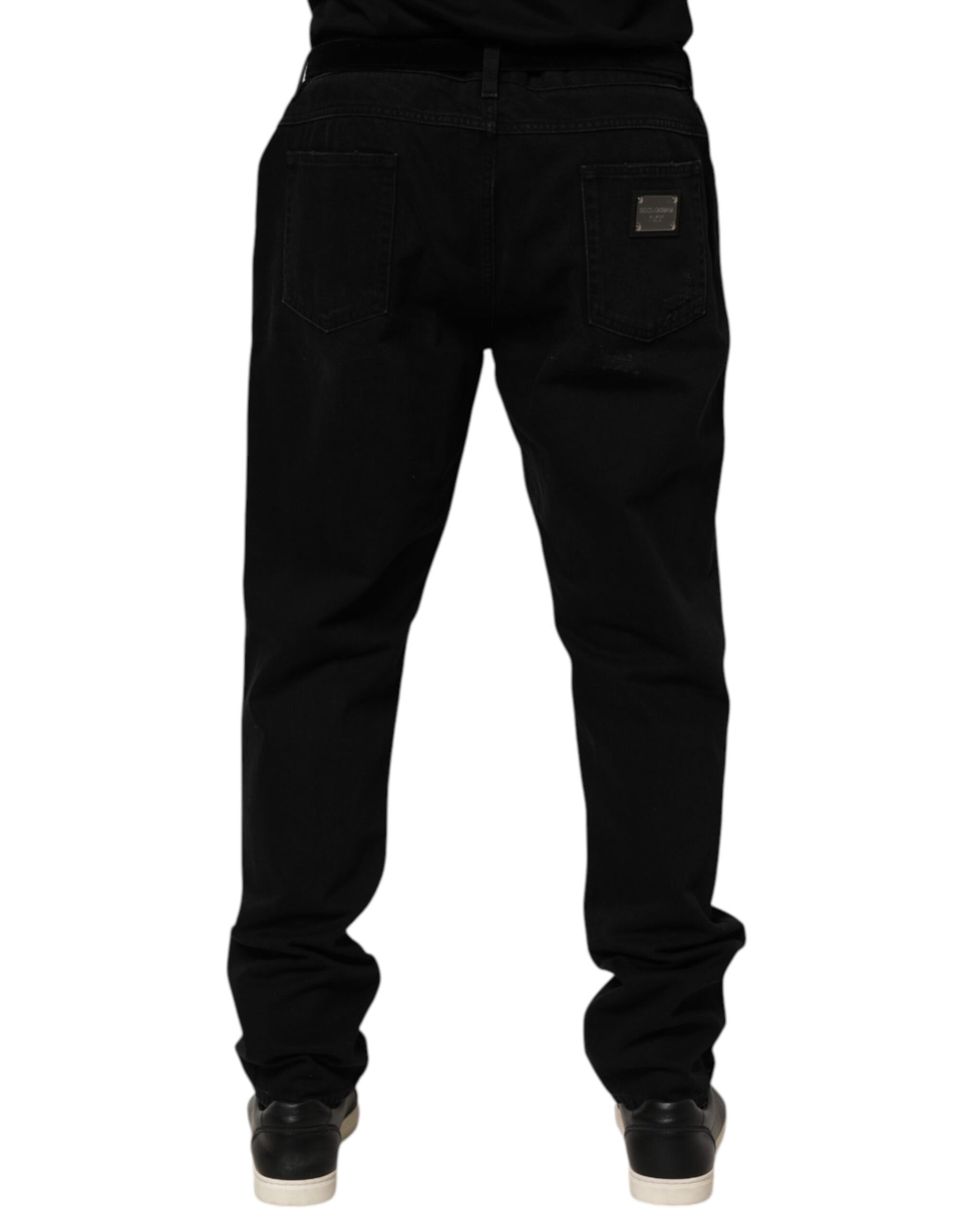 Dolce & Gabbana Black Cotton Regular Denim Men Trouser Jeans | Regal Royce