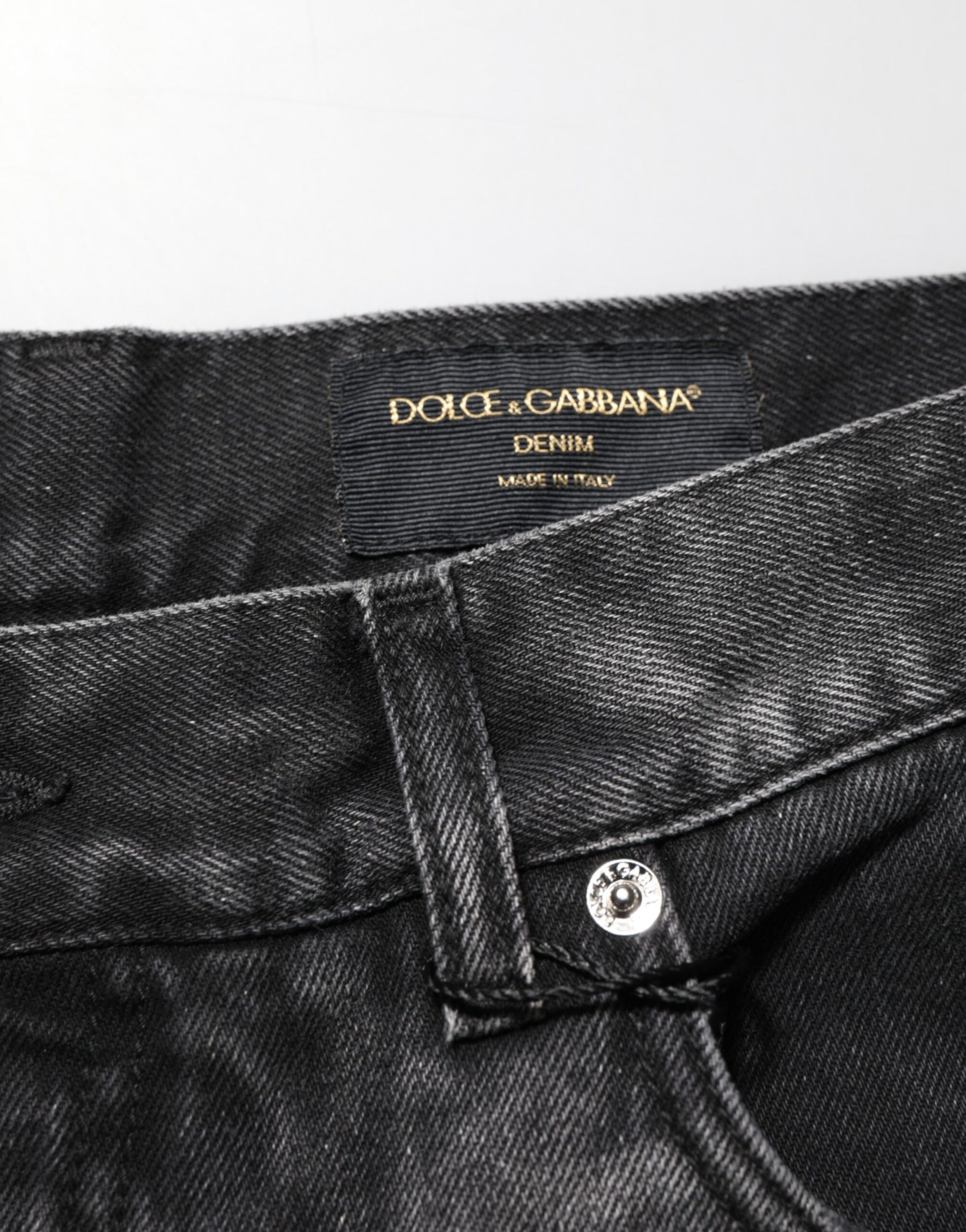 Dolce & Gabbana Black Marbled Effect Straight Men Denim Jeans | Regal Royce