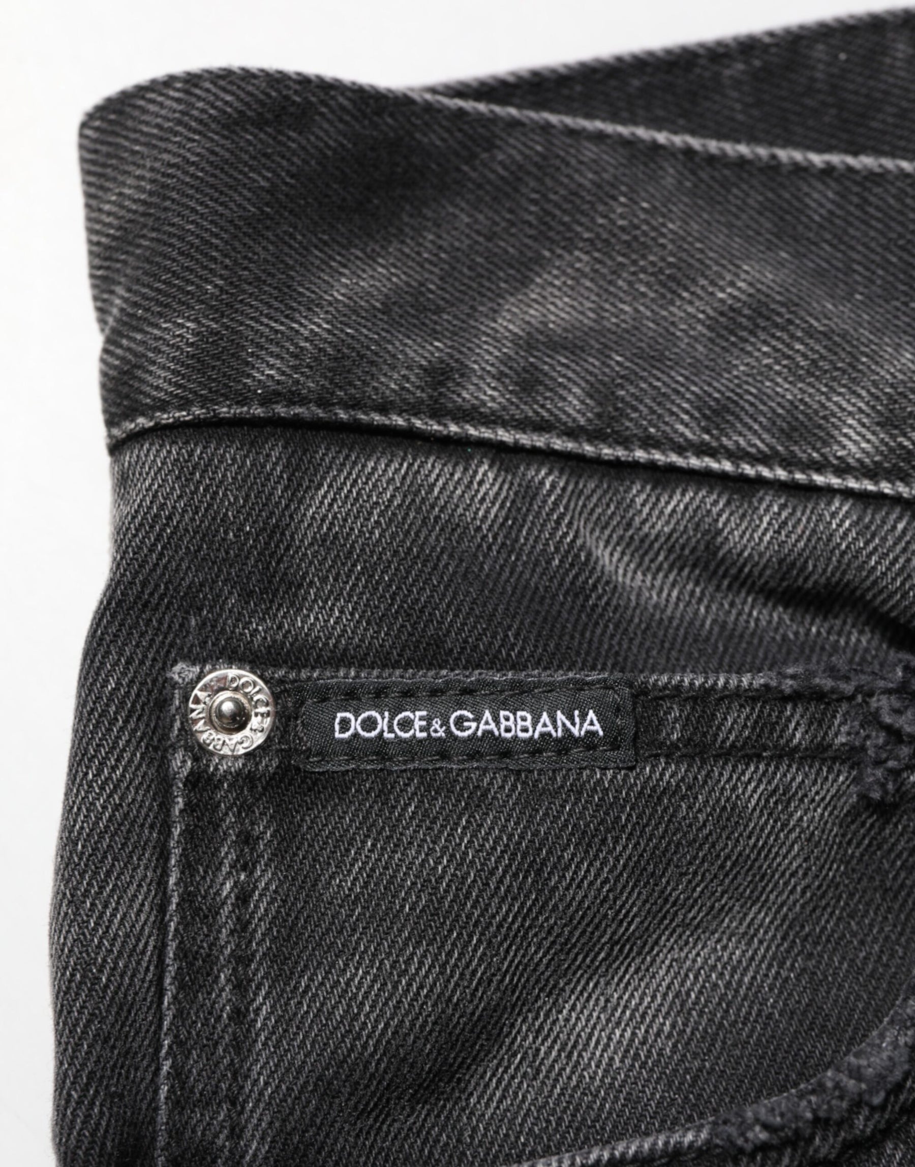 Dolce & Gabbana Black Marbled Effect Straight Men Denim Jeans | Regal Royce