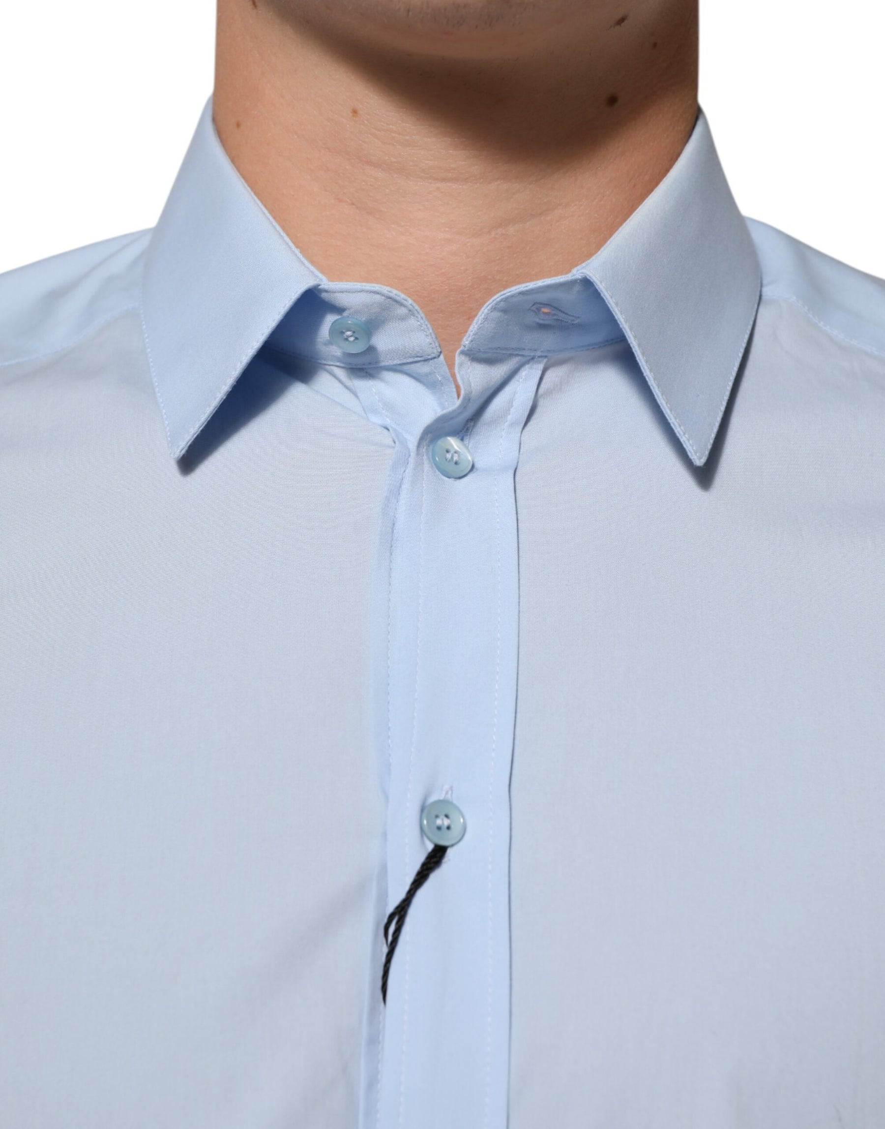 Dolce & Gabbana Light Blue Cotton GOLD Formal Men Dress Shirt | Regal Royce