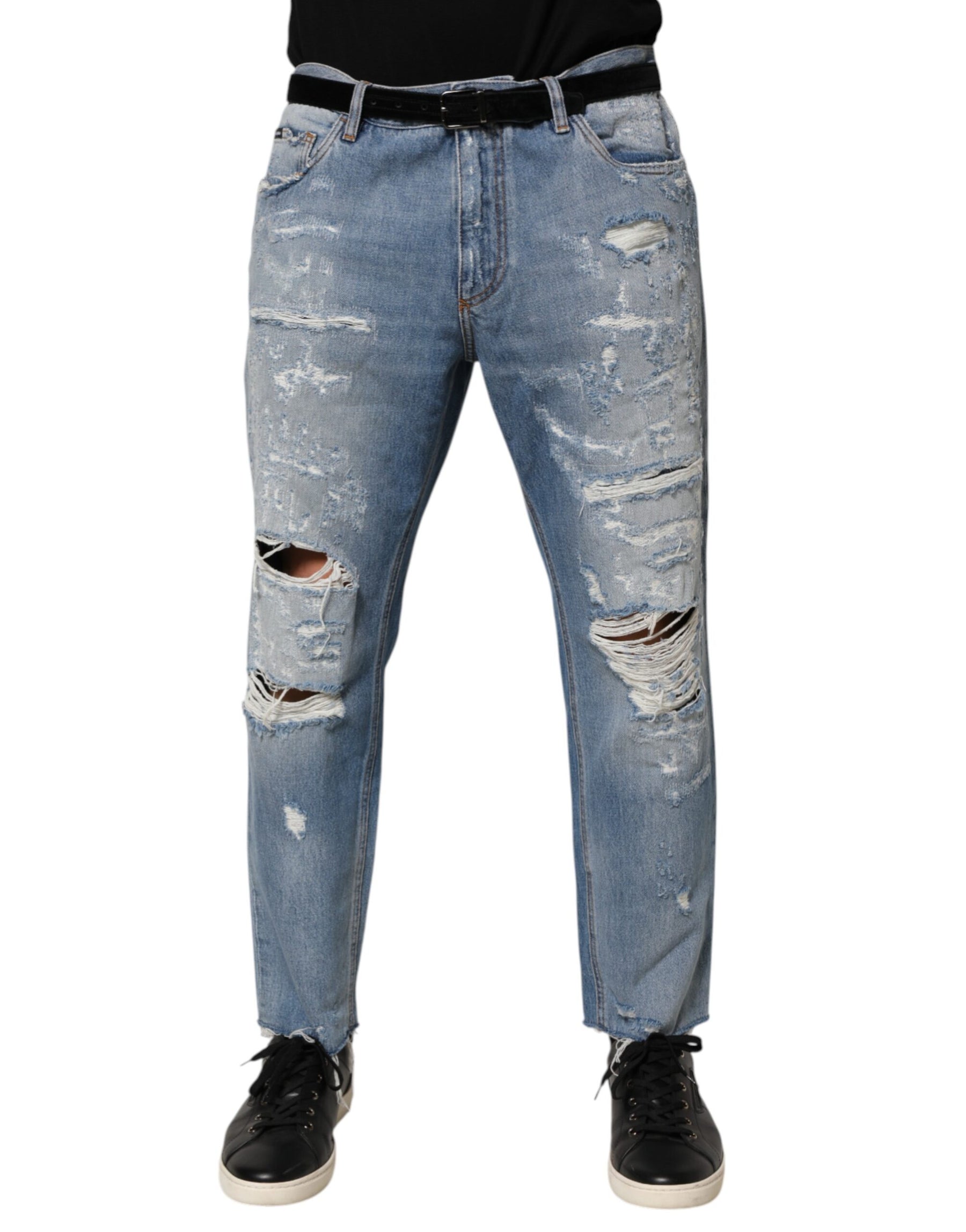 Dolce & Gabbana Blue Distressed Ripped Denim Trouser Jeans | Regal Royce