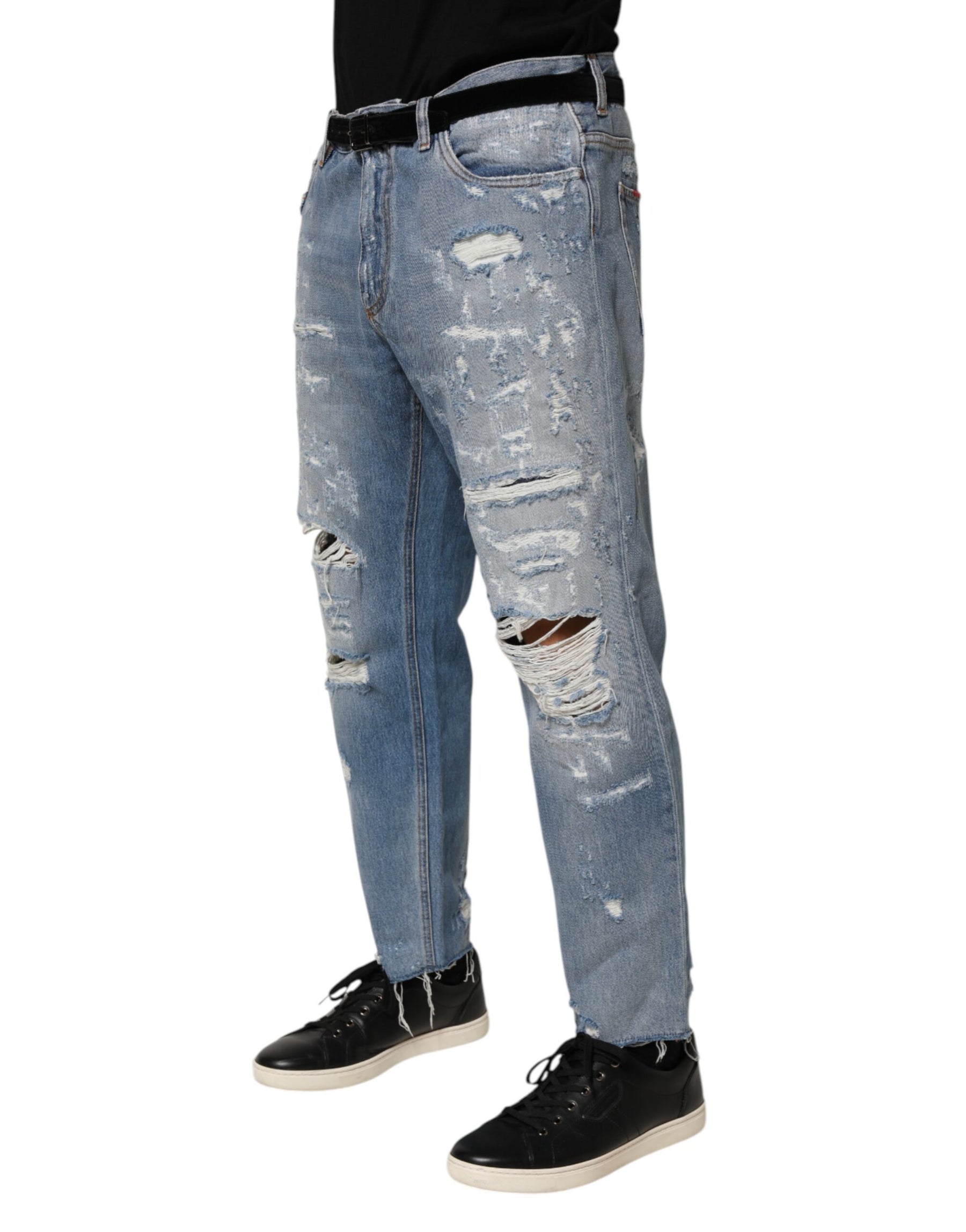 Dolce & Gabbana Blue Distressed Ripped Denim Trouser Jeans | Regal Royce