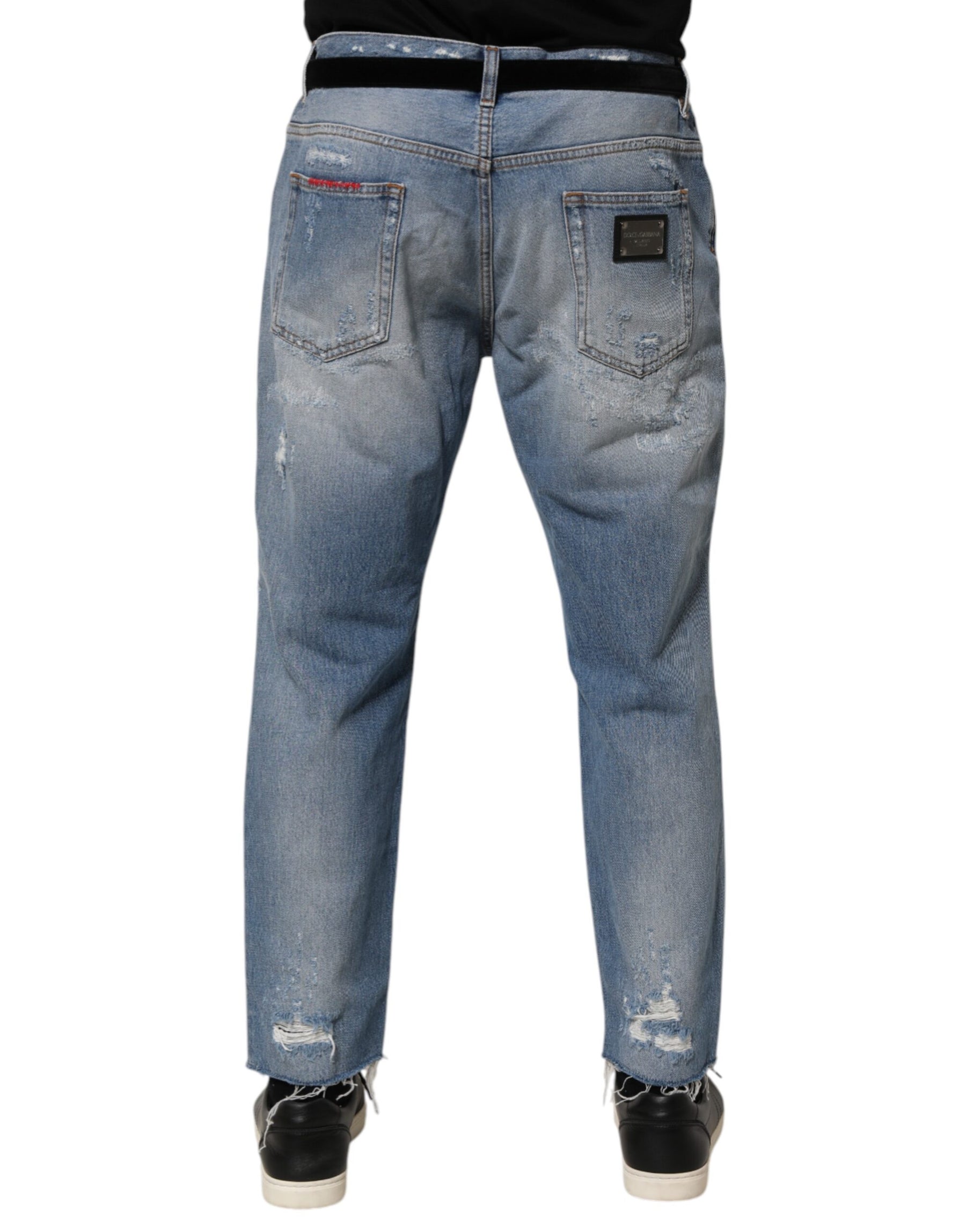 Dolce & Gabbana Blue Distressed Ripped Denim Trouser Jeans | Regal Royce