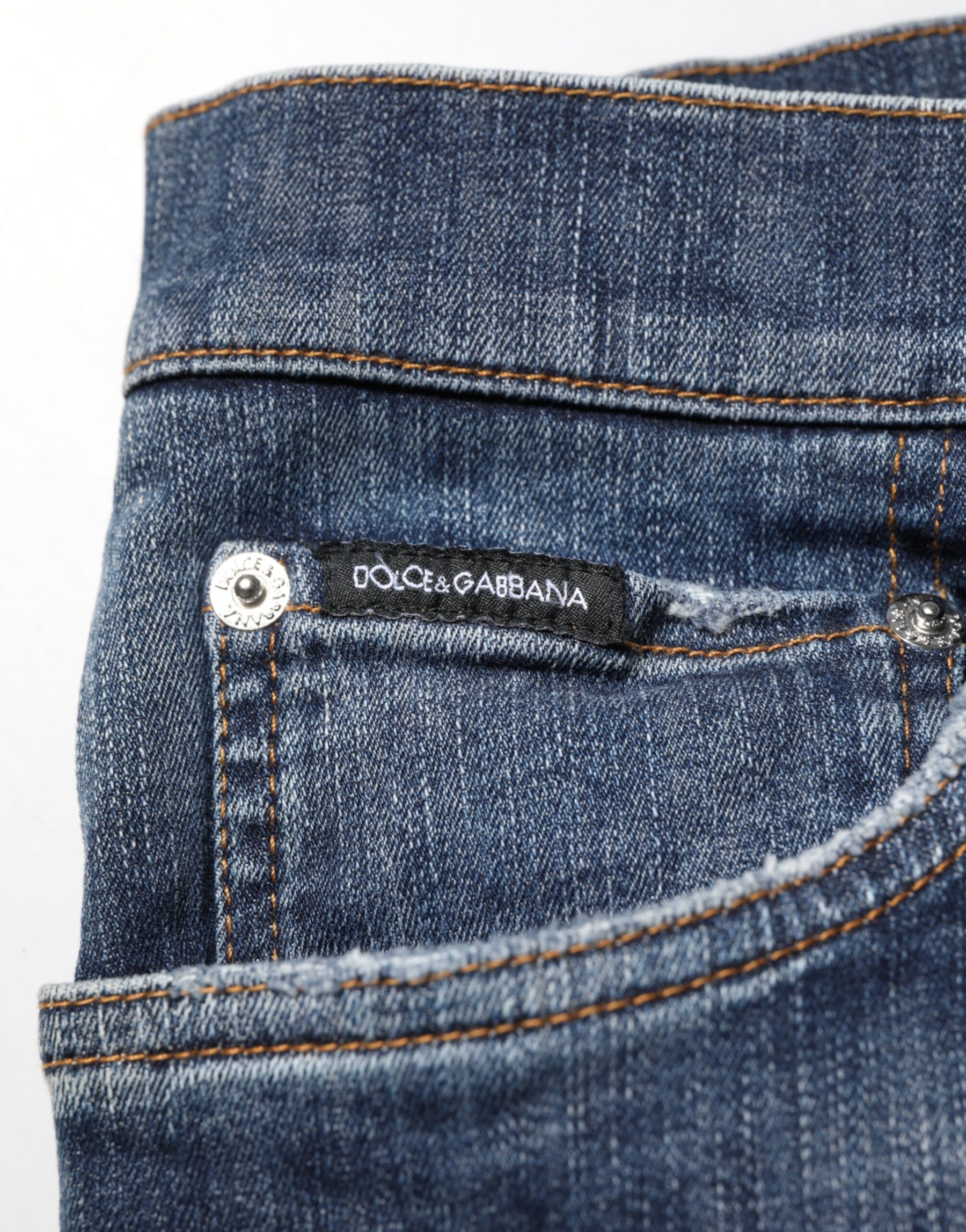 Dolce & Gabbana Dark Blue Washed Running Ripped Denim Jeans | Regal Royce