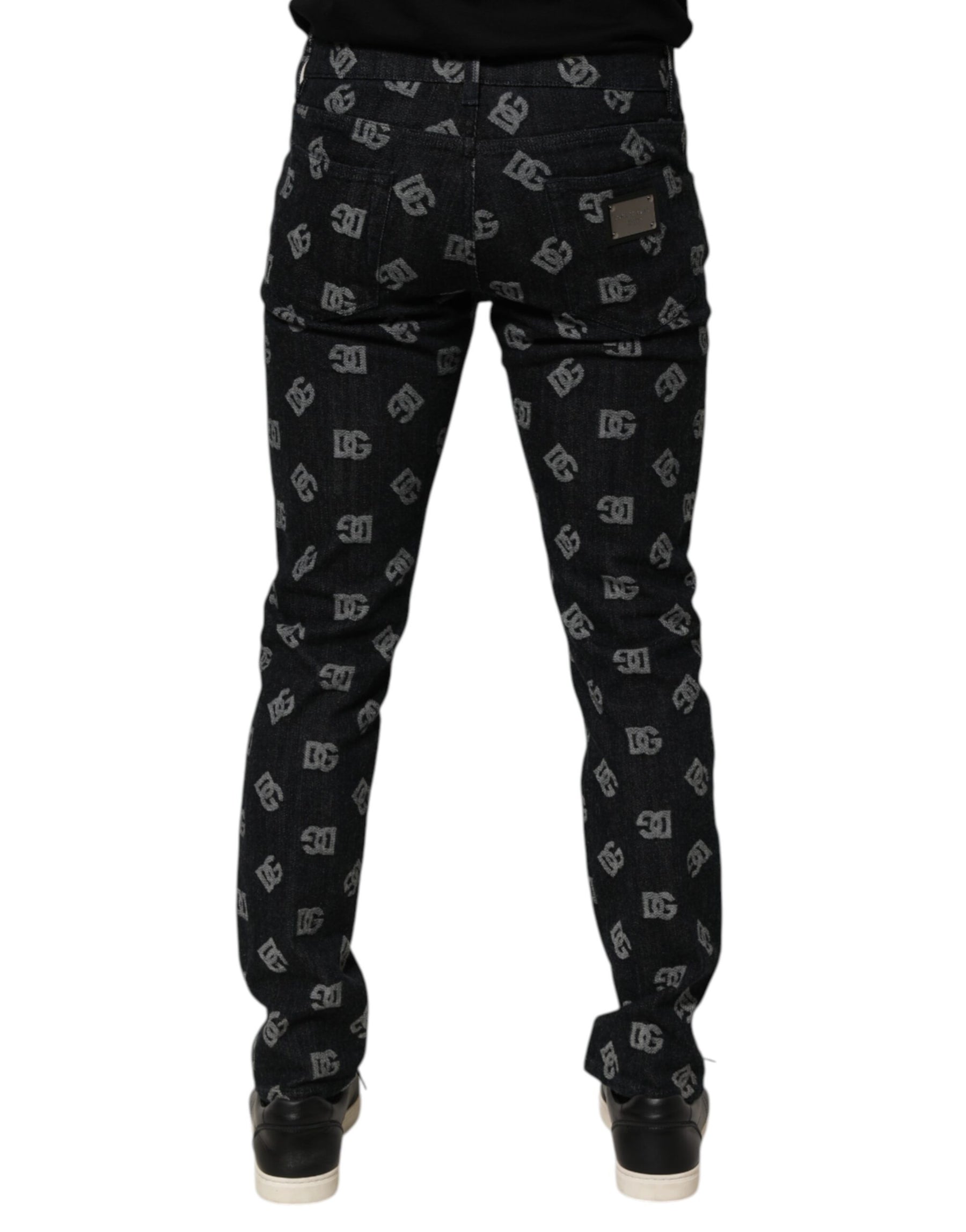 Dolce & Gabbana Black DG Monogram Cotton Skinny Denim Jeans | Regal Royce