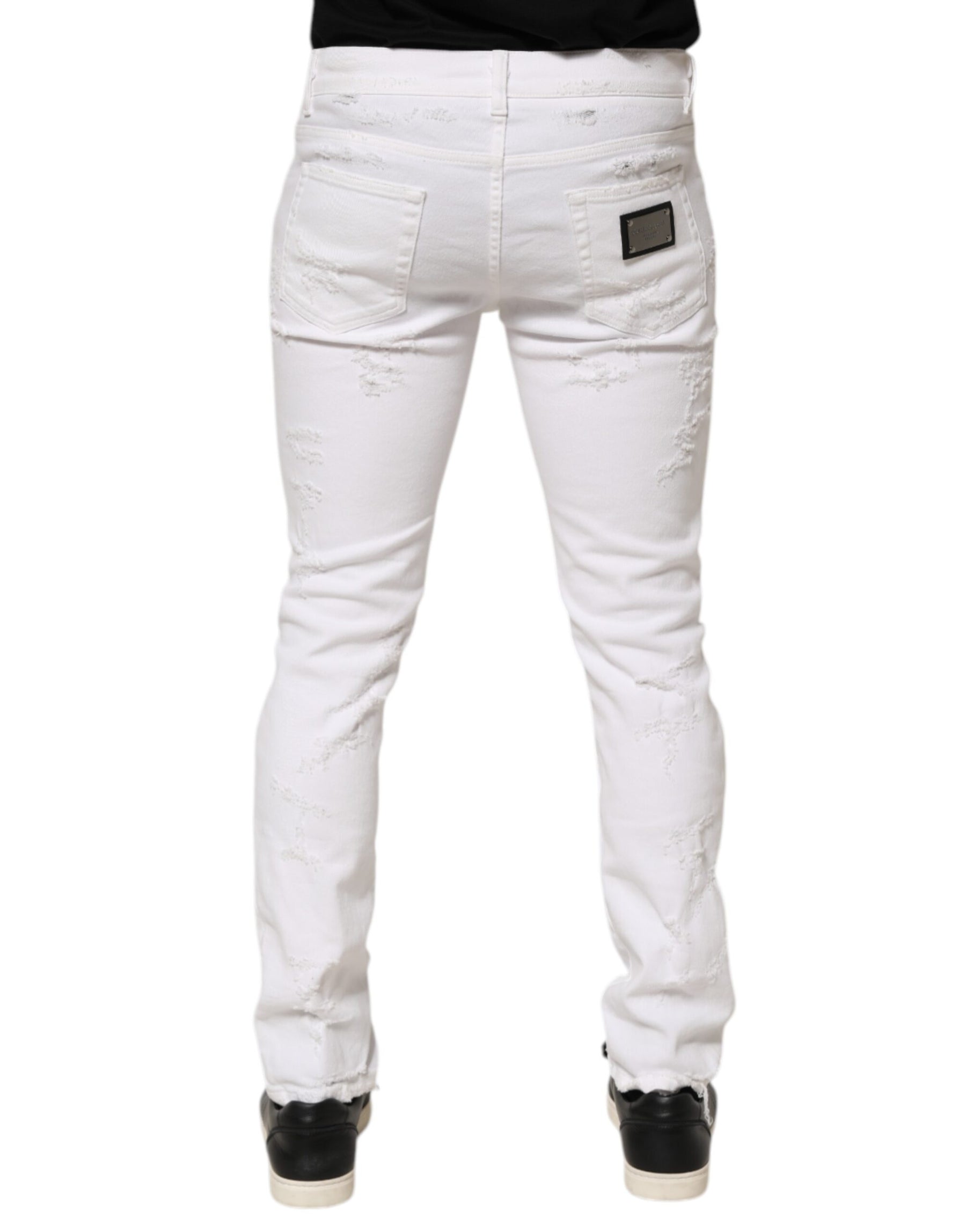 Dolce & Gabbana White Distressed Ripped Denim Trouser Jeans | Regal Royce