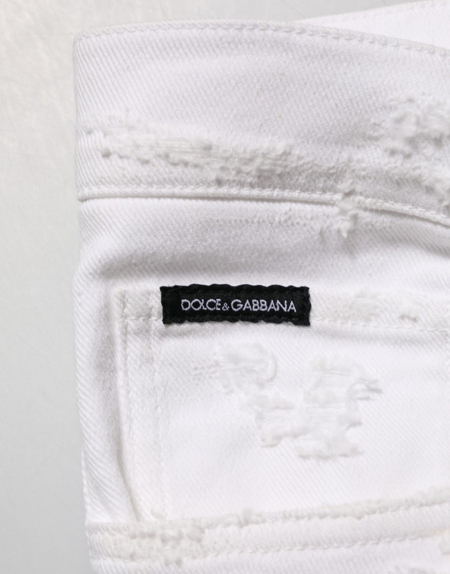 Dolce & Gabbana White Distressed Ripped Denim Trouser Jeans | Regal Royce