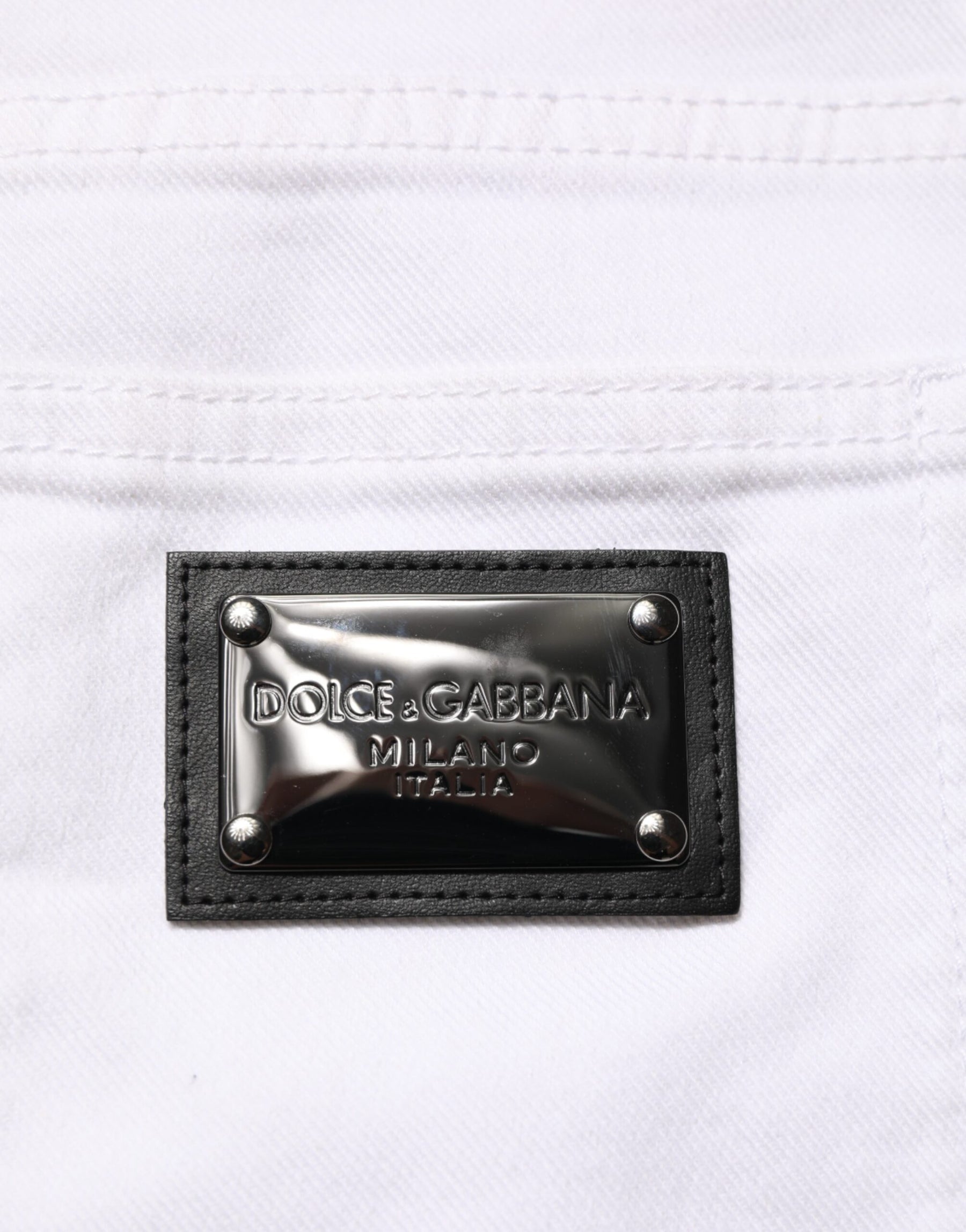 Dolce & Gabbana White Ripped Cotton Skinny Men Denim Jeans | Regal Royce