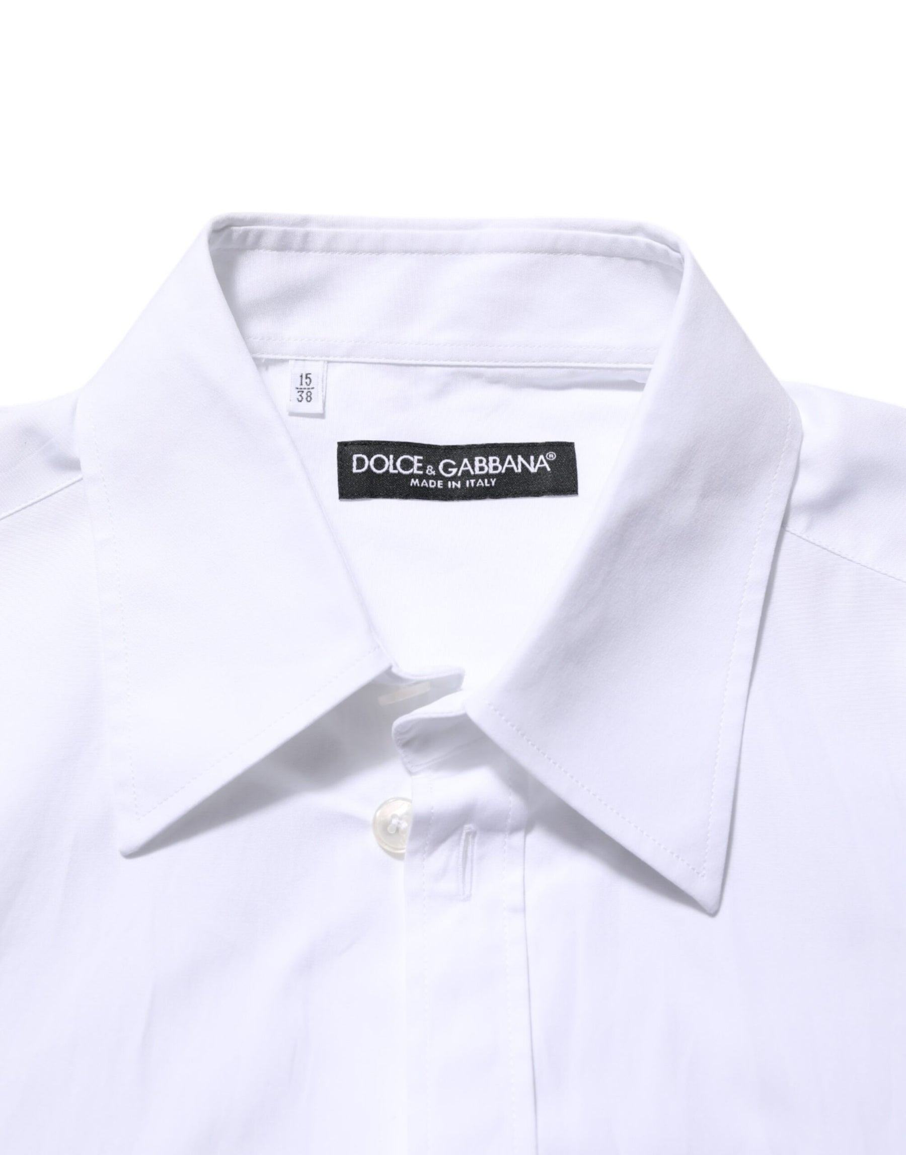 Dolce & Gabbana White Logo Plaque Collared Formal Dress  Shirt | Regal Royce