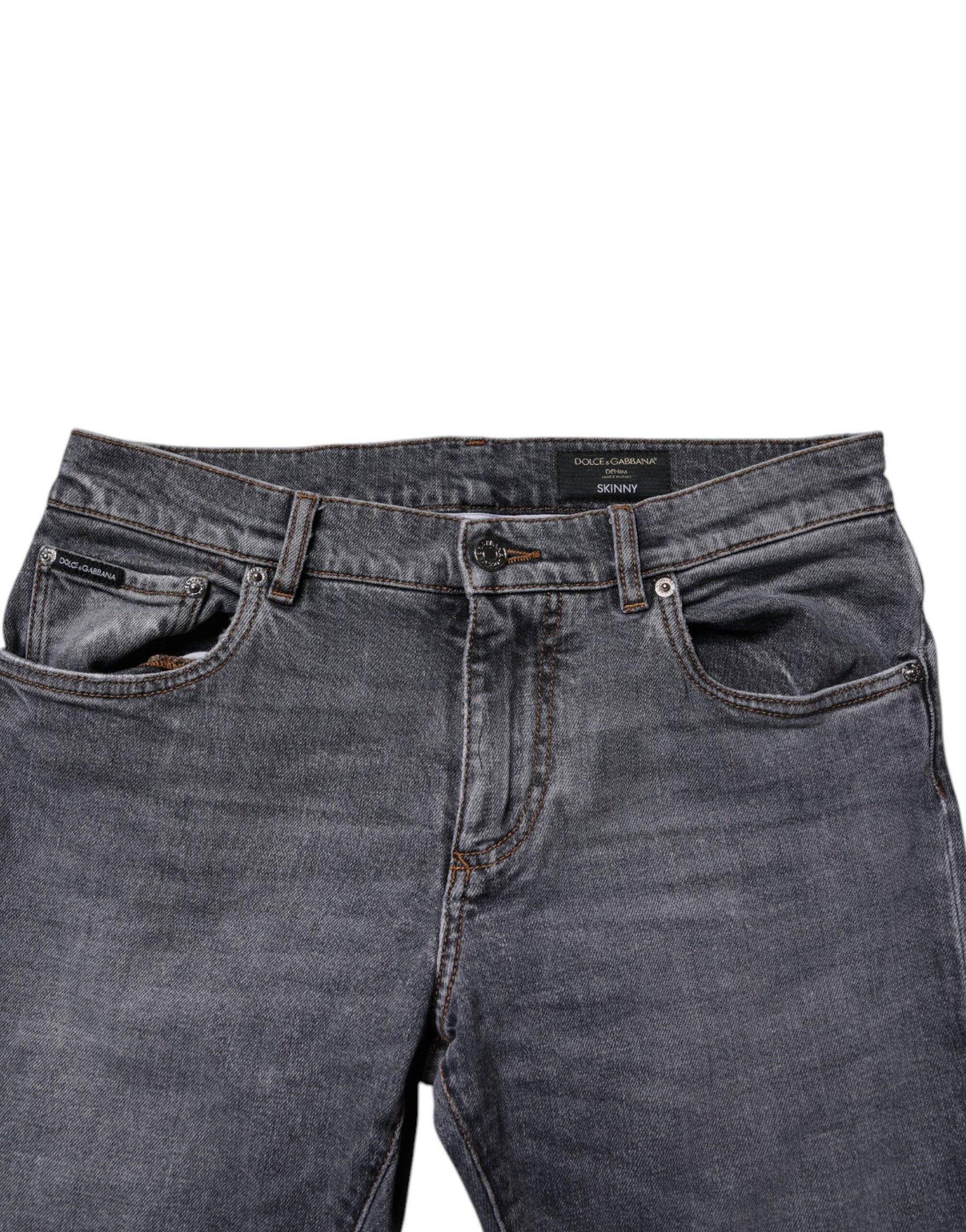 Dolce & Gabbana Dark Gray Cotton Stretch Skinny Denim Jeans | Regal Royce
