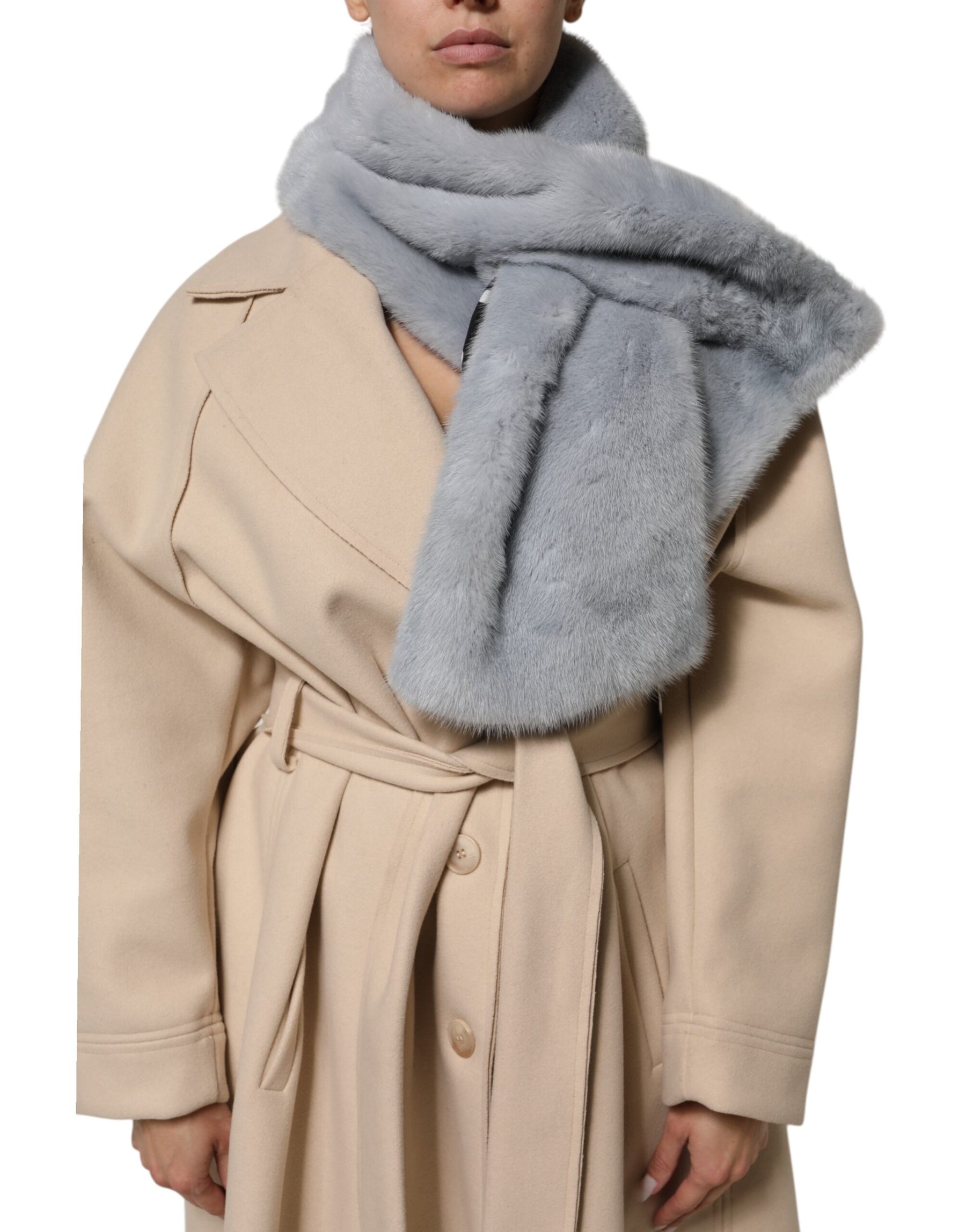 Dolce & Gabbana Powder Blue Mink Fur Neck Warmer Scarf | Regal Royce