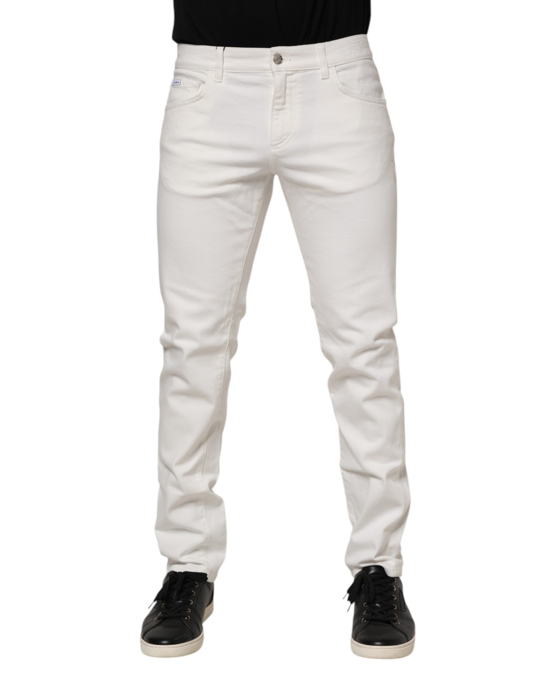Dolce & Gabbana Off White Cotton Stretch Slim Fit Denim Jeans | Regal Royce