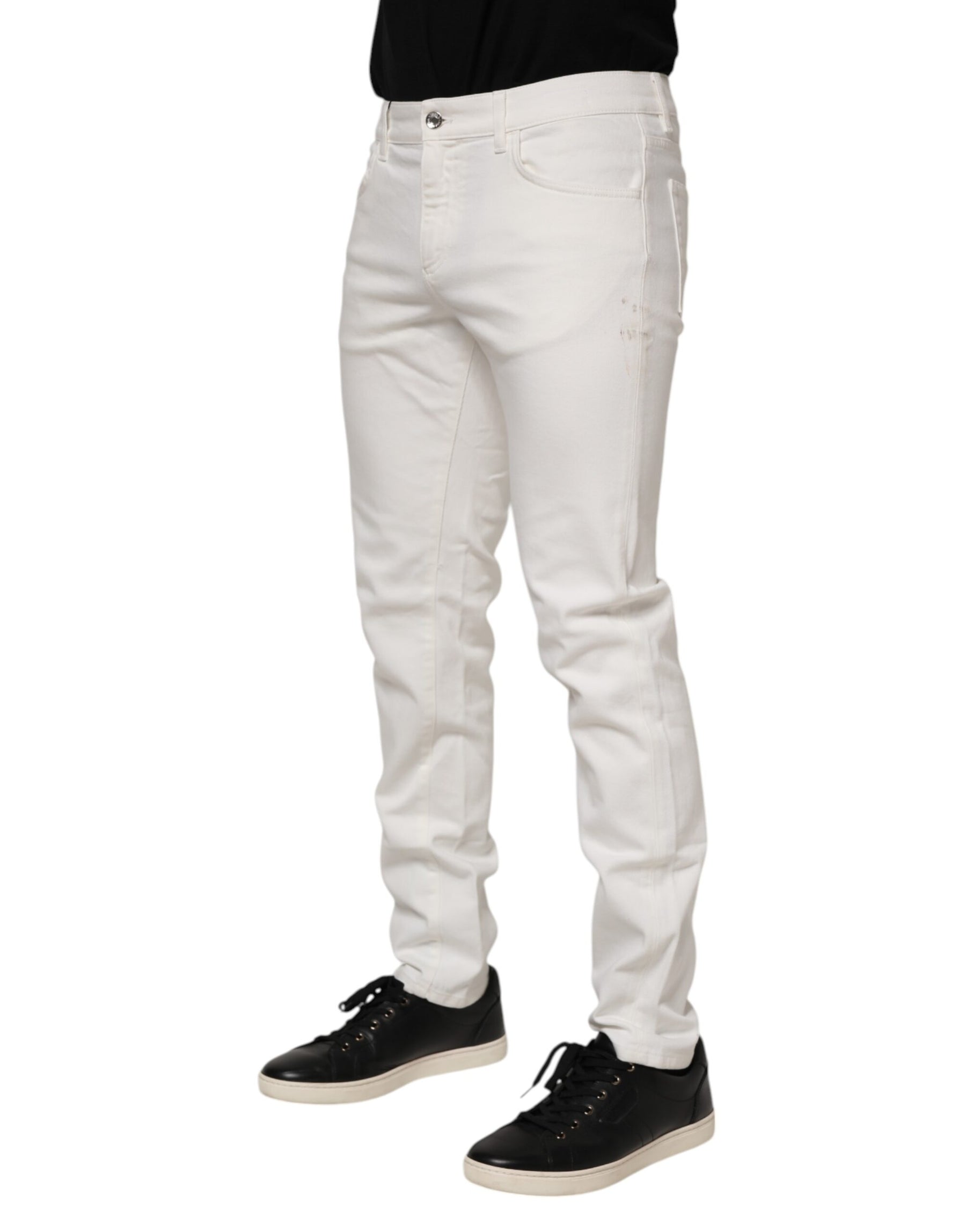 Dolce & Gabbana Off White Cotton Stretch Slim Fit Denim Jeans | Regal Royce