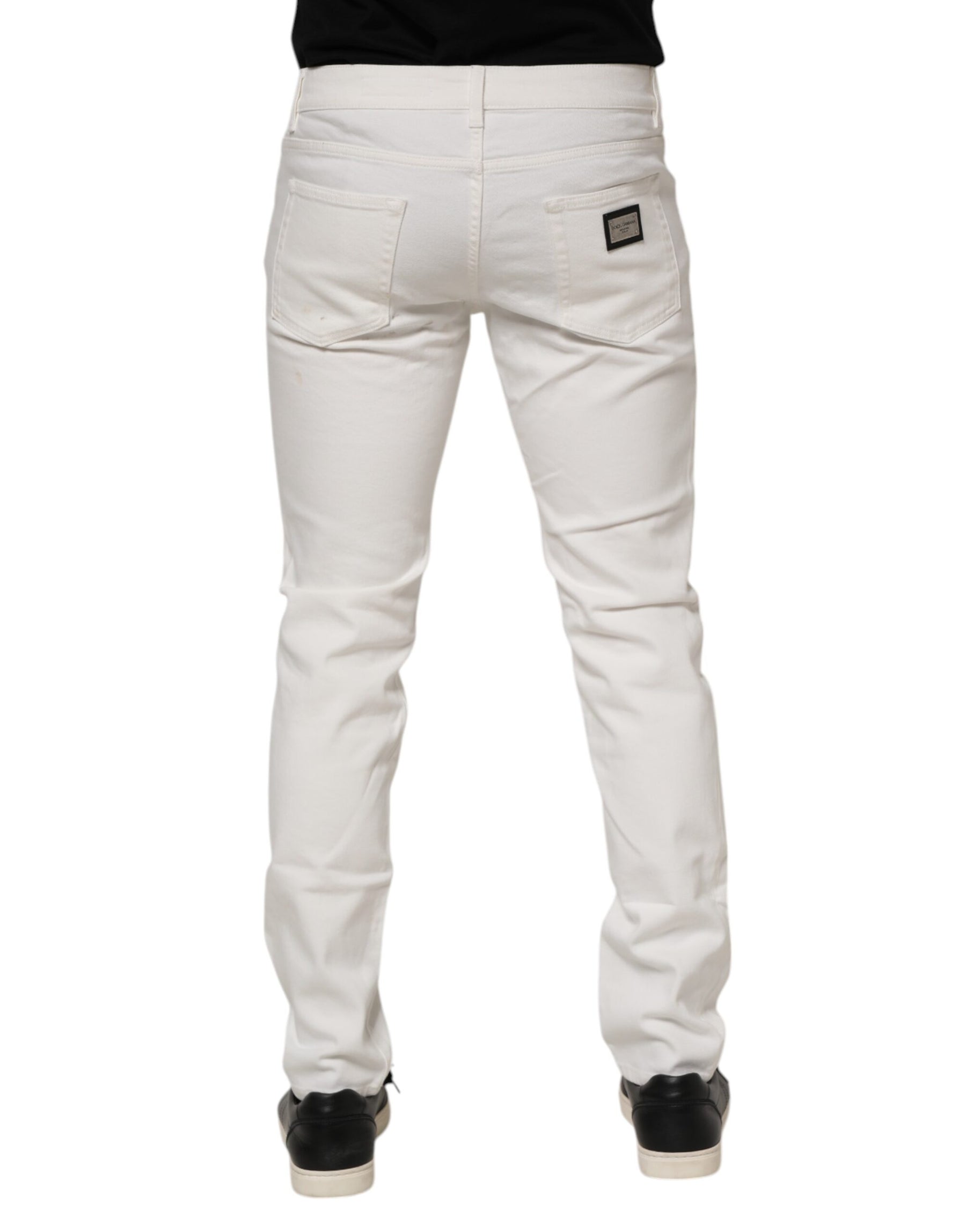 Dolce & Gabbana Off White Cotton Stretch Slim Fit Denim Jeans | Regal Royce