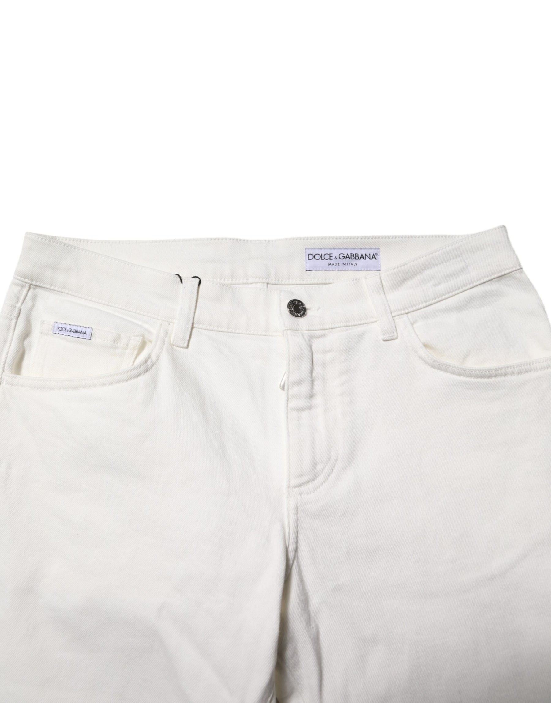 Dolce & Gabbana Off White Cotton Stretch Slim Fit Denim Jeans | Regal Royce